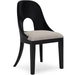 Signature Design by Ashley Rowanbeck Modern Herringbone Upholstered Armless Home Office Desk Chair, Black & Beige