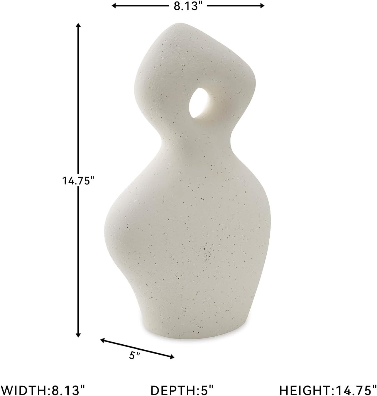 imageSignature Design by Ashley Arthrow Minimalist Waterproof Ceramic Abstract Sculpture WhiteWhite
