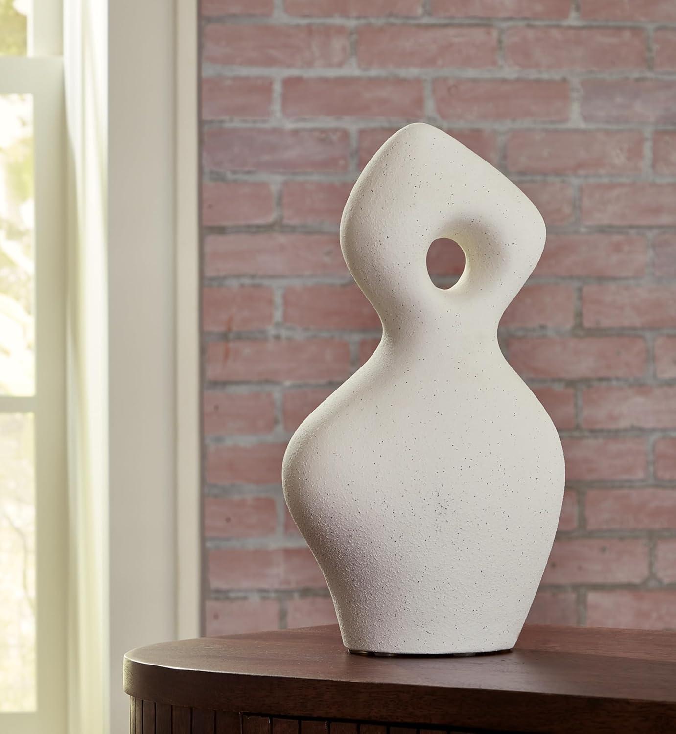 imageSignature Design by Ashley Arthrow Minimalist Waterproof Ceramic Abstract Sculpture WhiteWhite