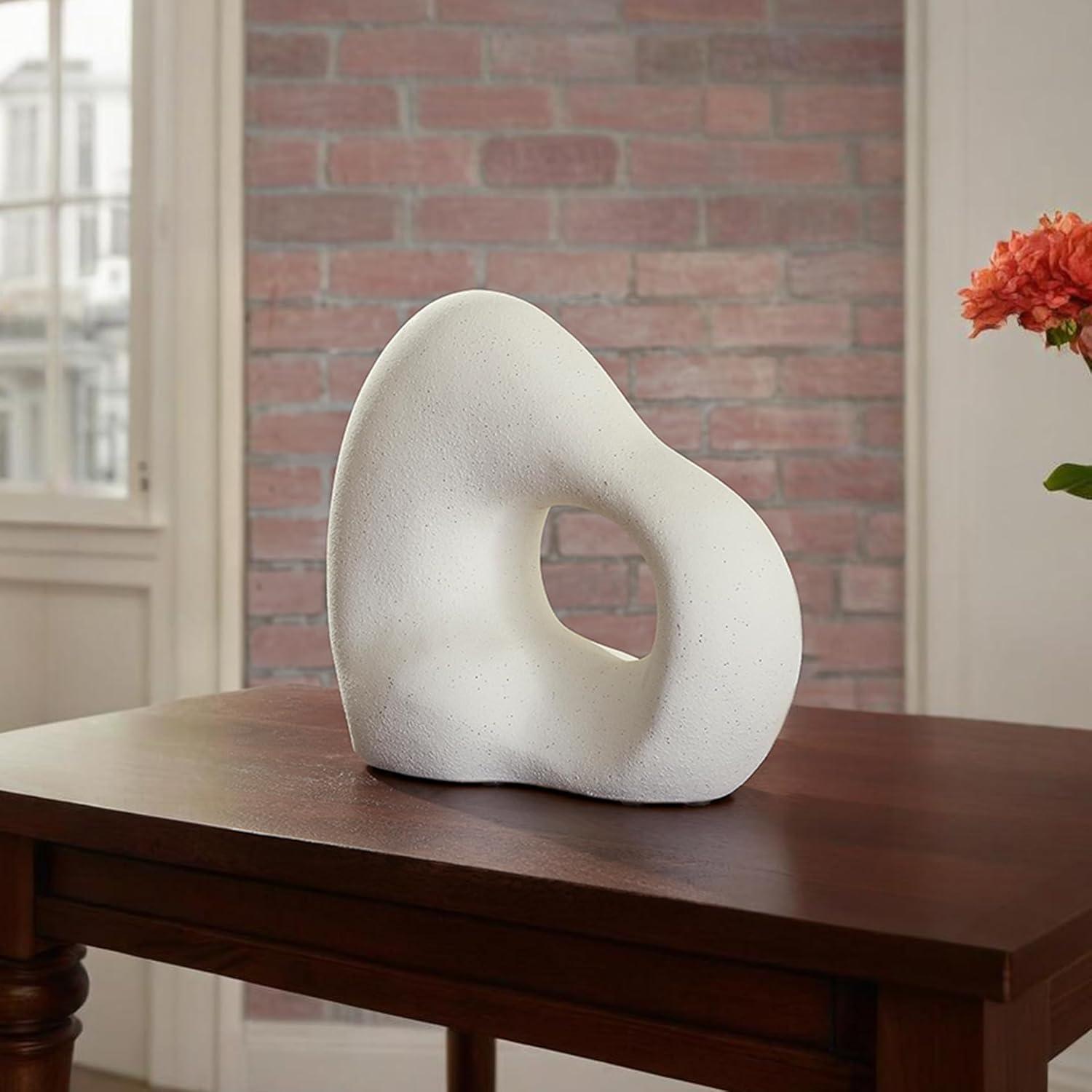 imageSignature Design by Ashley Arthrow Minimalist Waterproof Ceramic Abstract Sculpture WhiteWhite