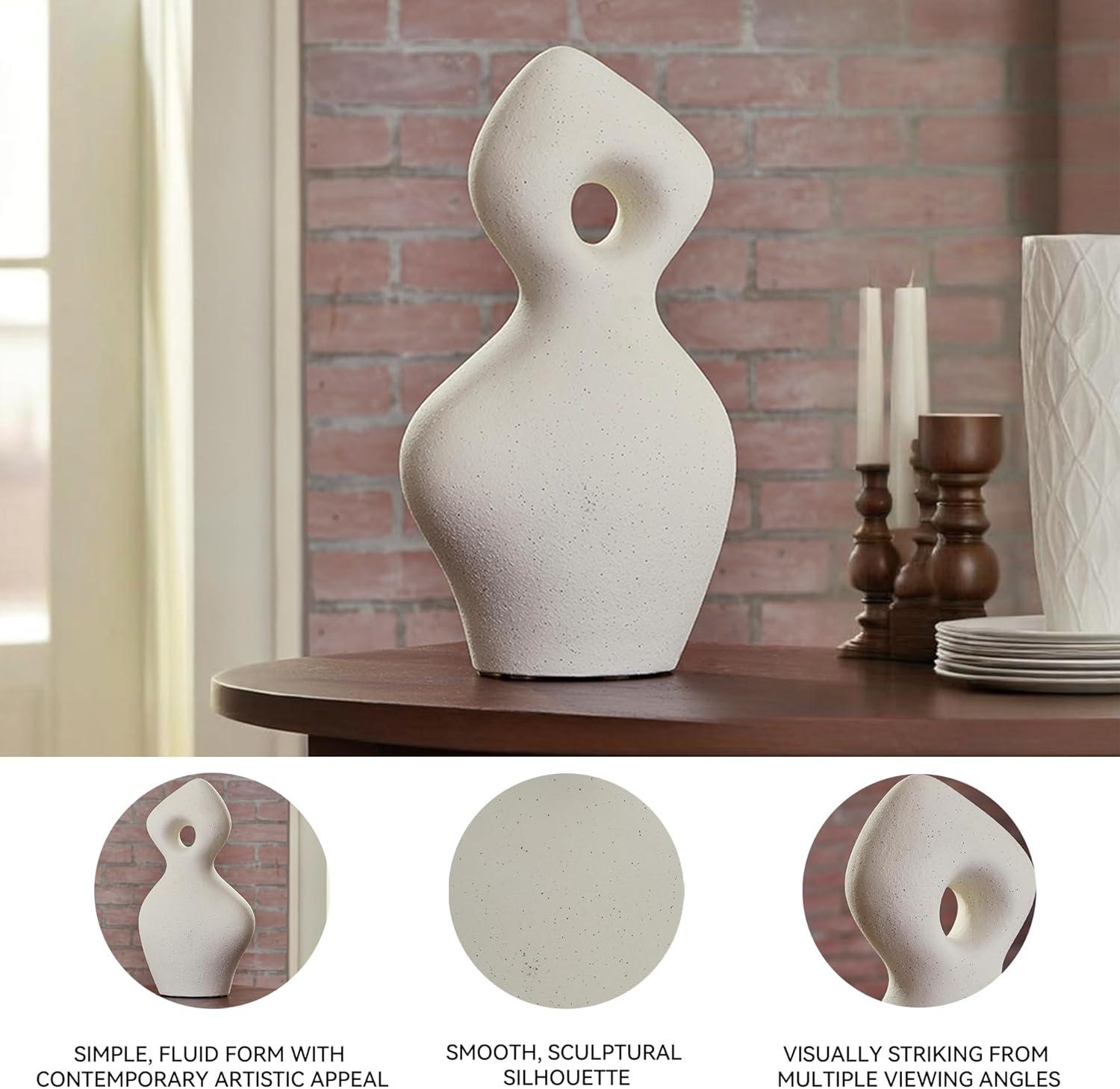 imageSignature Design by Ashley Arthrow Minimalist Waterproof Ceramic Abstract Sculpture WhiteWhite