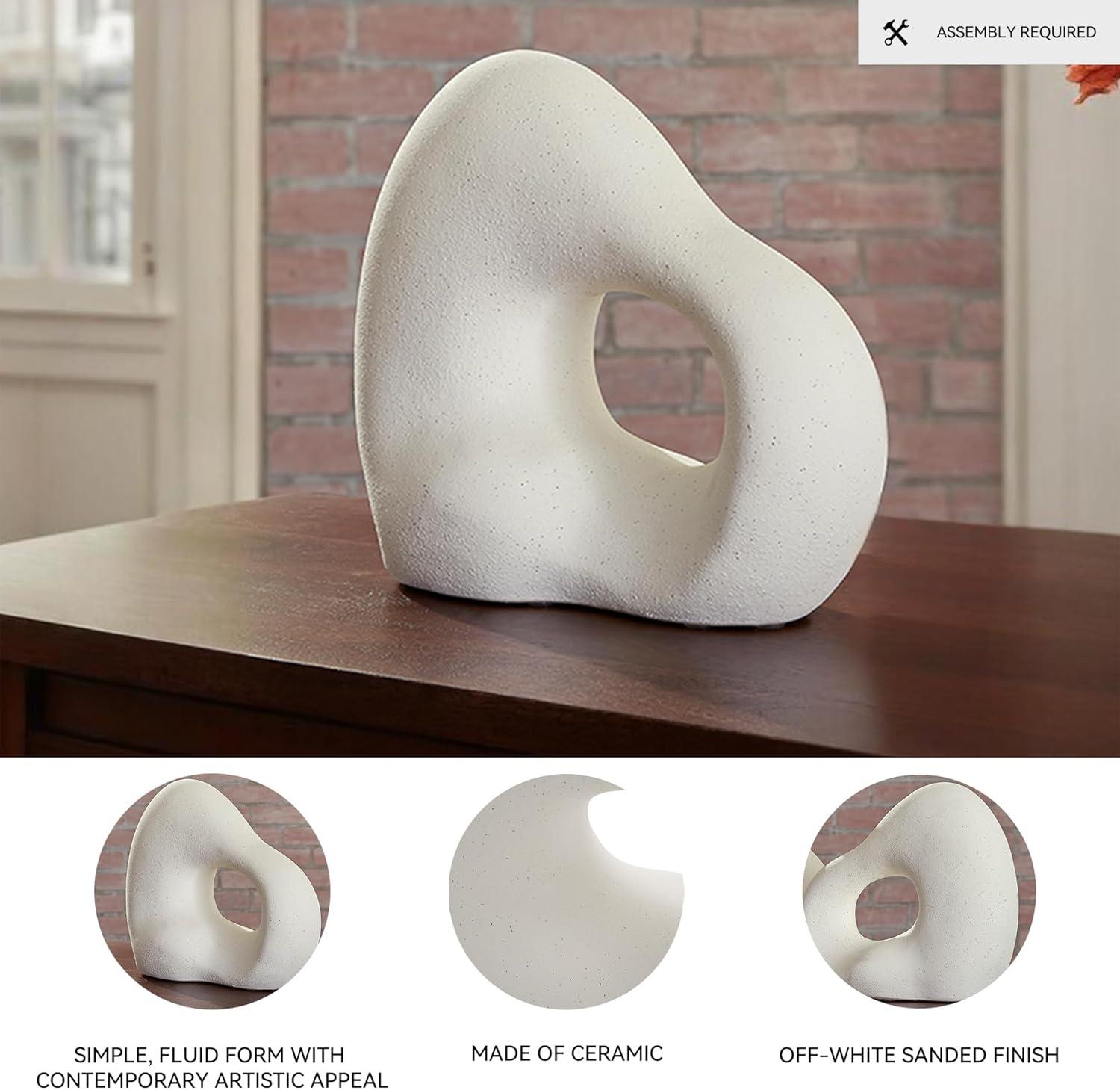 imageSignature Design by Ashley Arthrow Minimalist Waterproof Ceramic Abstract Sculpture WhiteWhite