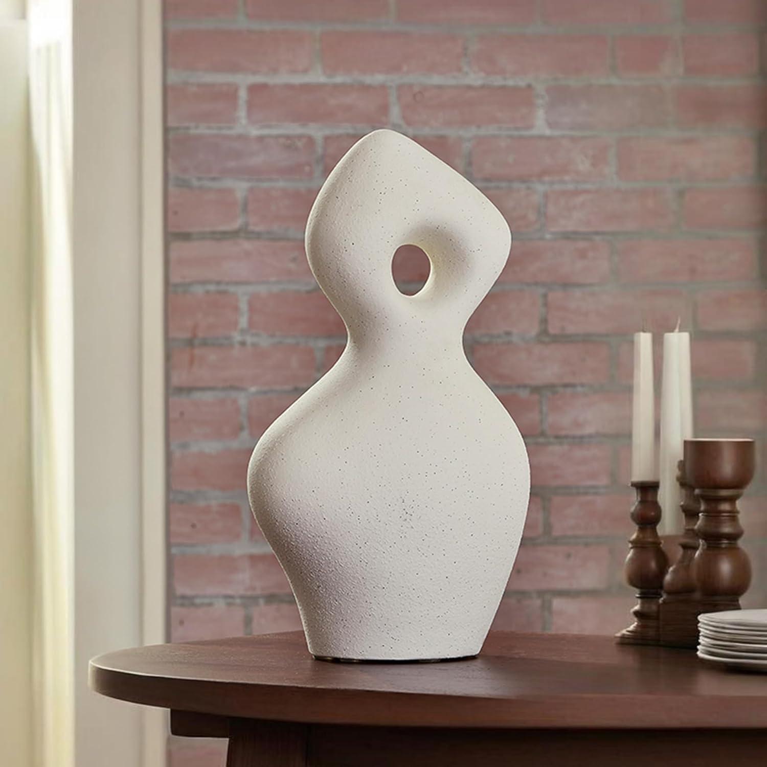 imageSignature Design by Ashley Arthrow Minimalist Waterproof Ceramic Abstract Sculpture WhiteWhite