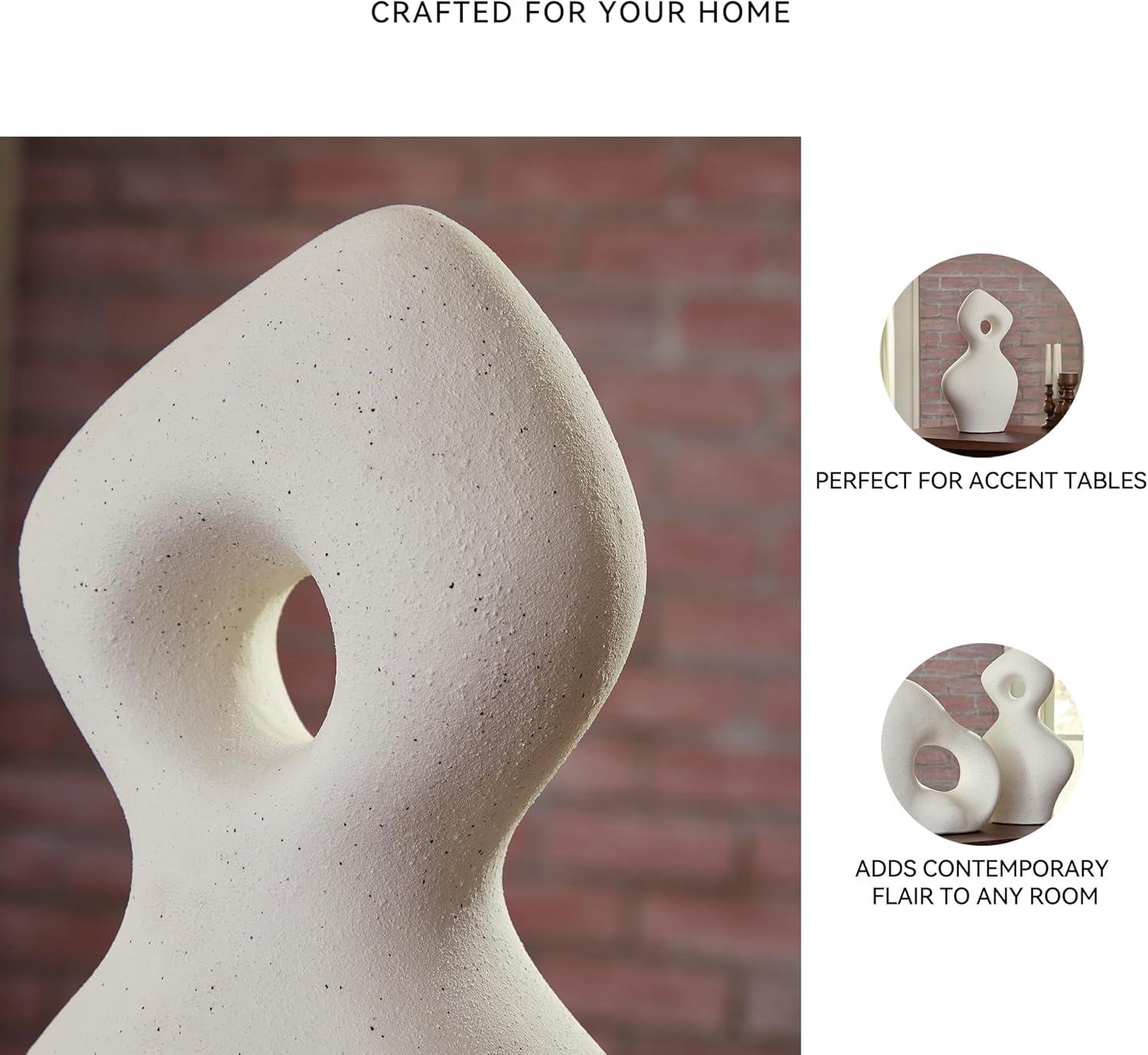imageSignature Design by Ashley Arthrow Minimalist Waterproof Ceramic Abstract Sculpture WhiteWhite