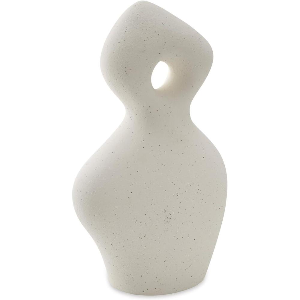 imageSignature Design by Ashley Arthrow Minimalist Waterproof Ceramic Abstract Sculpture WhiteWhite
