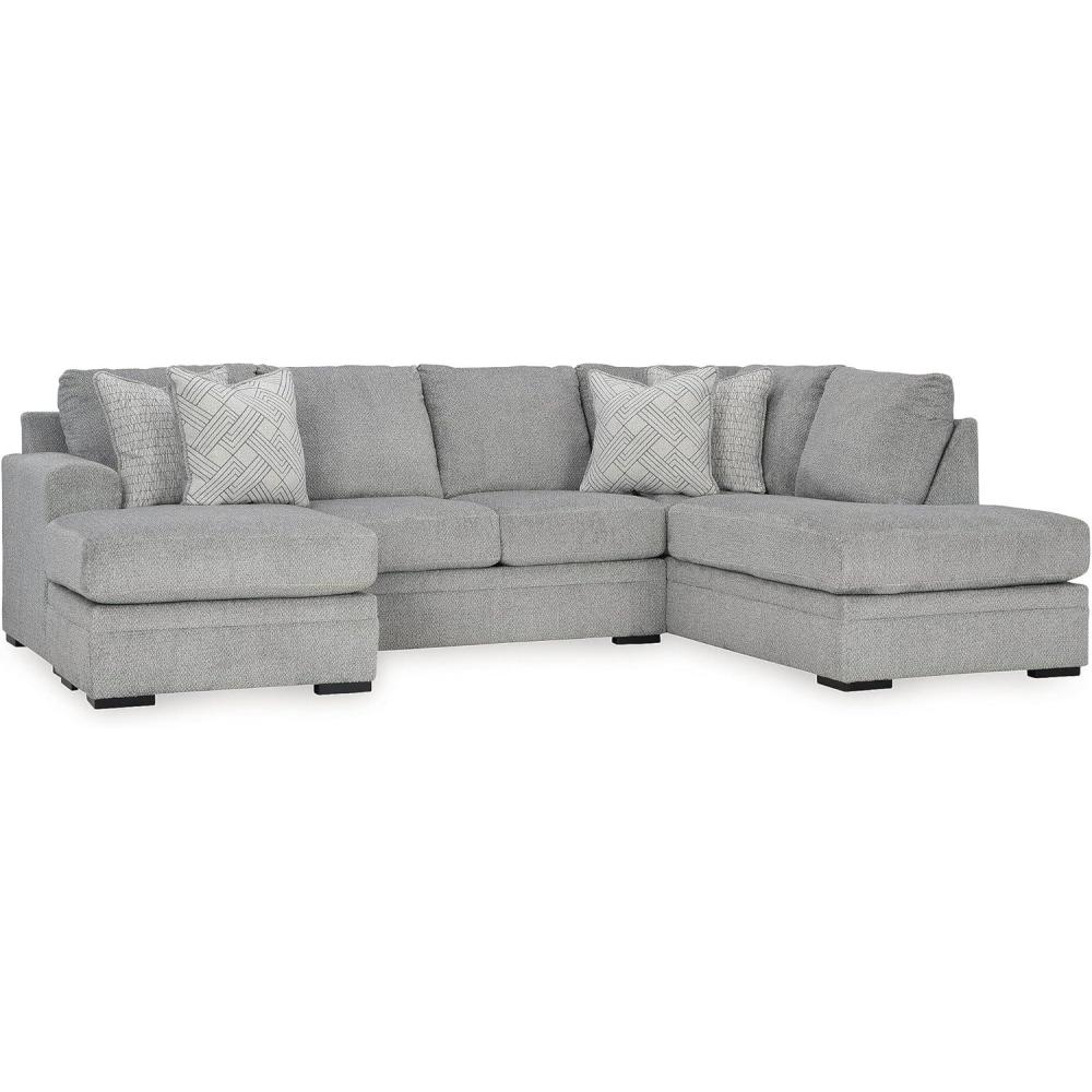 imageSignature Design by Ashley Casselbury Casual LeftArm Facing 2Piece Sectional with Chaise Loose Seat Cushions and 4 Throw Pillows Light GrayGrey