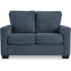 Signature Design by Ashley Rannis Coastal 2-in-1 Sofa Sleeper with Folding Gel Memory Foam Mattress, Twin, Blue