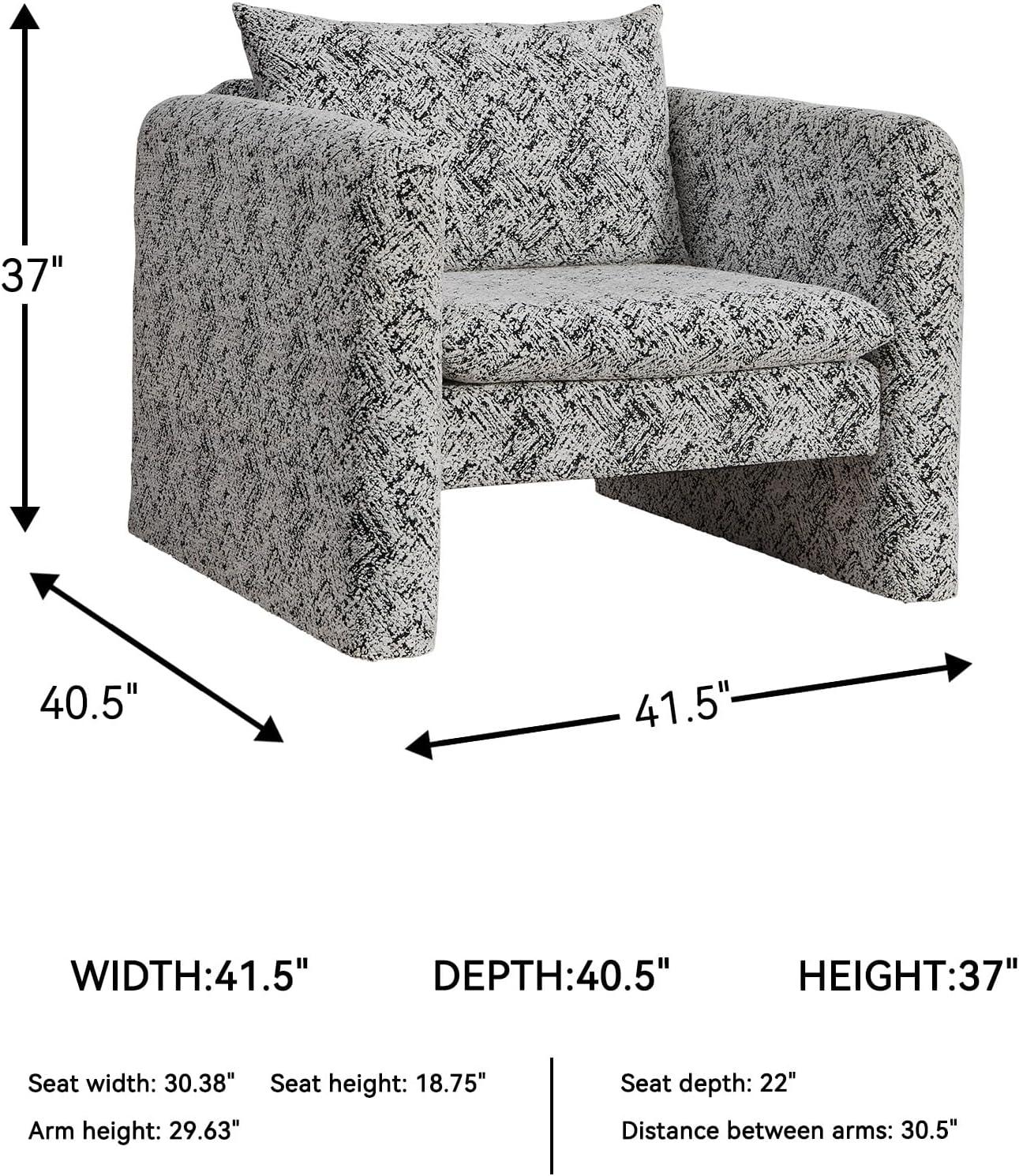 imageSignature Design by Ashley Kenbell Contemporary Geometric Patterned Accent Chair with Loose Cushions Black ampamp White