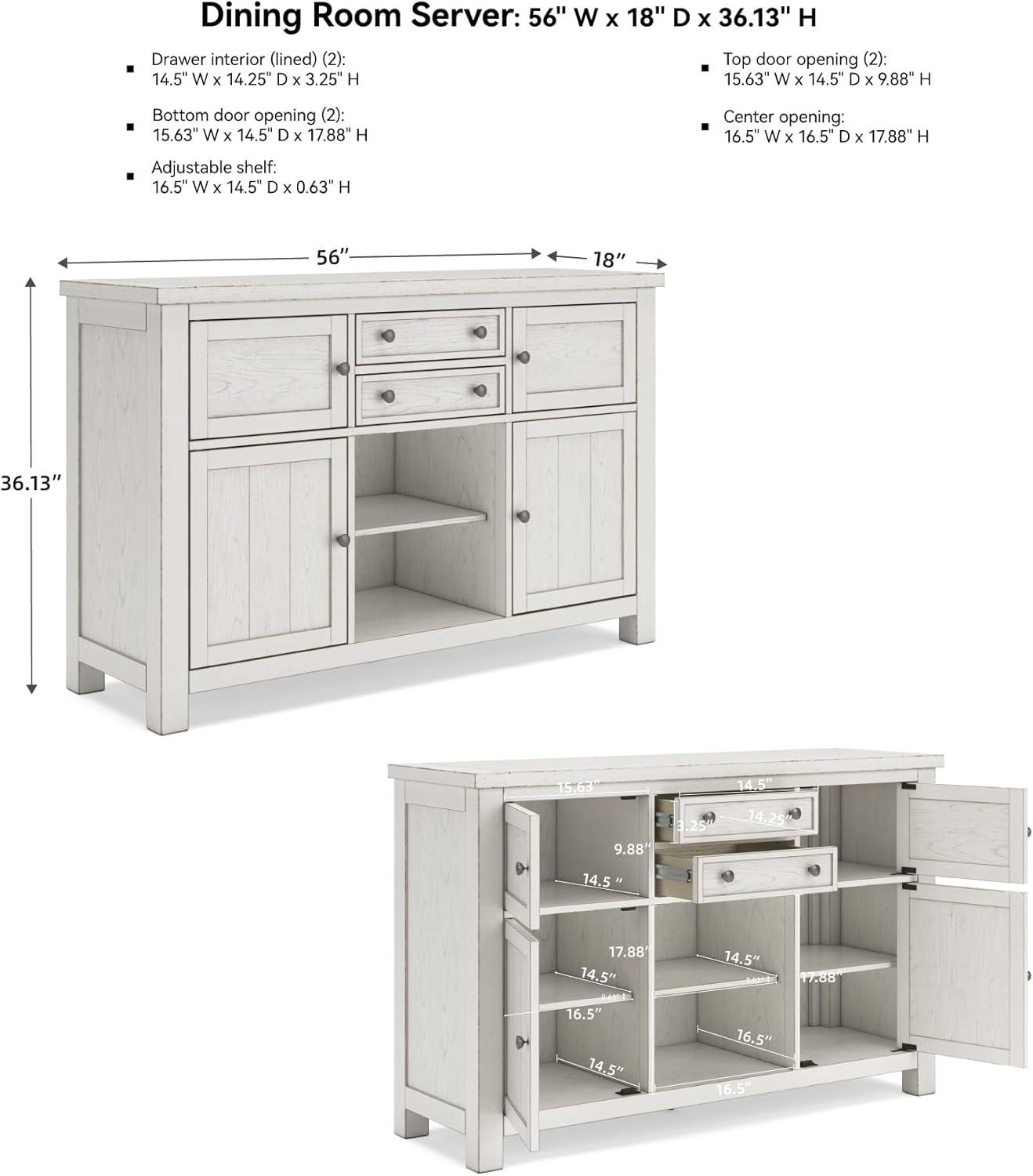 imageSignature Design by Ashley Wildenauer Farmhouse Dining Buffet with Drawers and Adjustable Shelves Light Brown ampamp BlackWhite