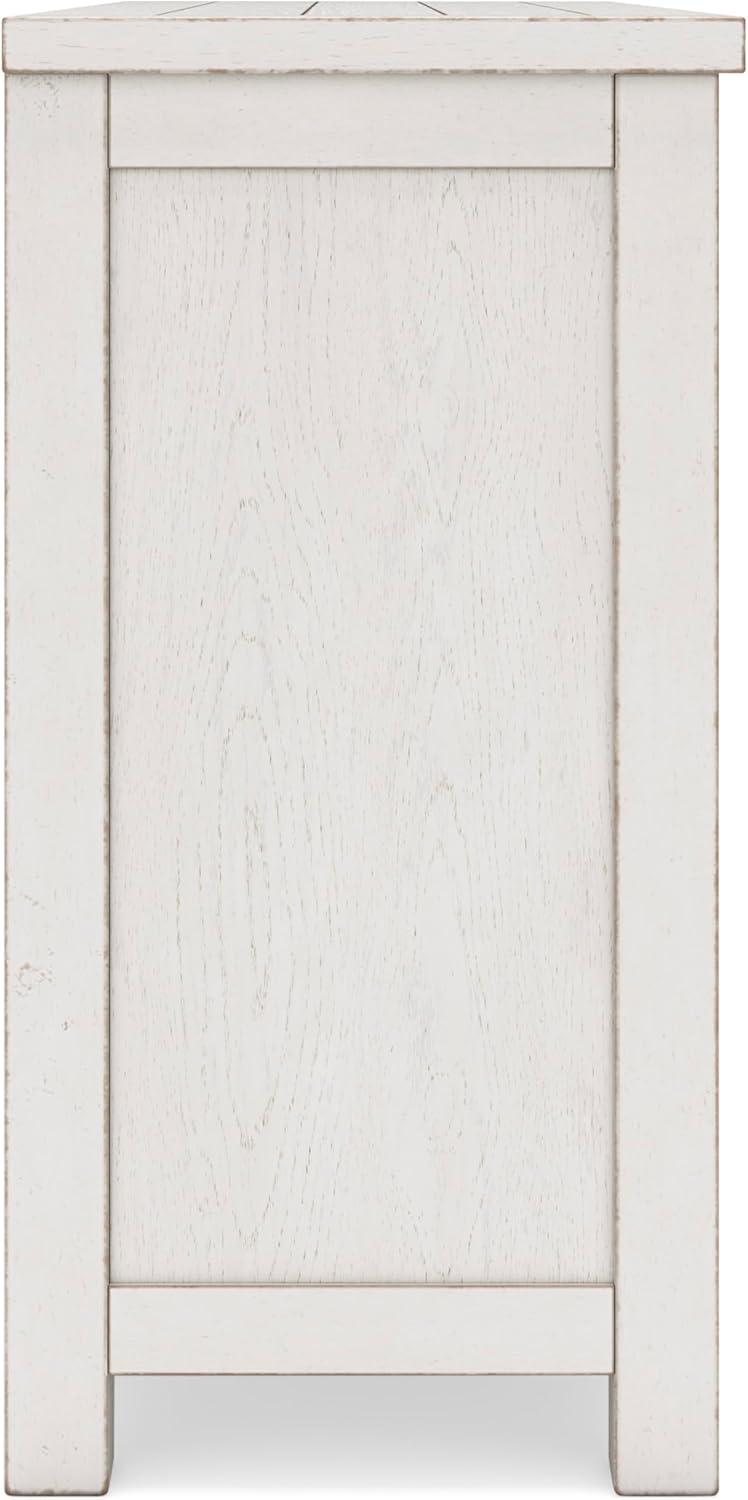 imageSignature Design by Ashley Wildenauer Farmhouse Dining Buffet with Drawers and Adjustable Shelves Light Brown ampamp BlackWhite