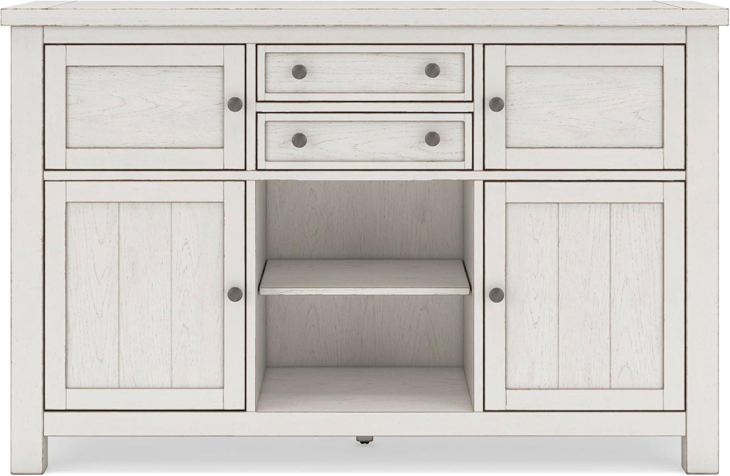 imageSignature Design by Ashley Wildenauer Farmhouse Dining Buffet with Drawers and Adjustable Shelves Light Brown ampamp BlackWhite