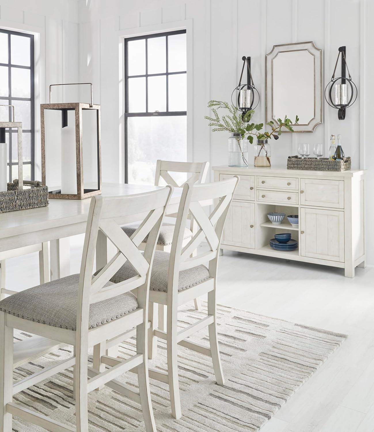 imageSignature Design by Ashley Wildenauer Farmhouse Dining Buffet with Drawers and Adjustable Shelves Light Brown ampamp BlackWhite