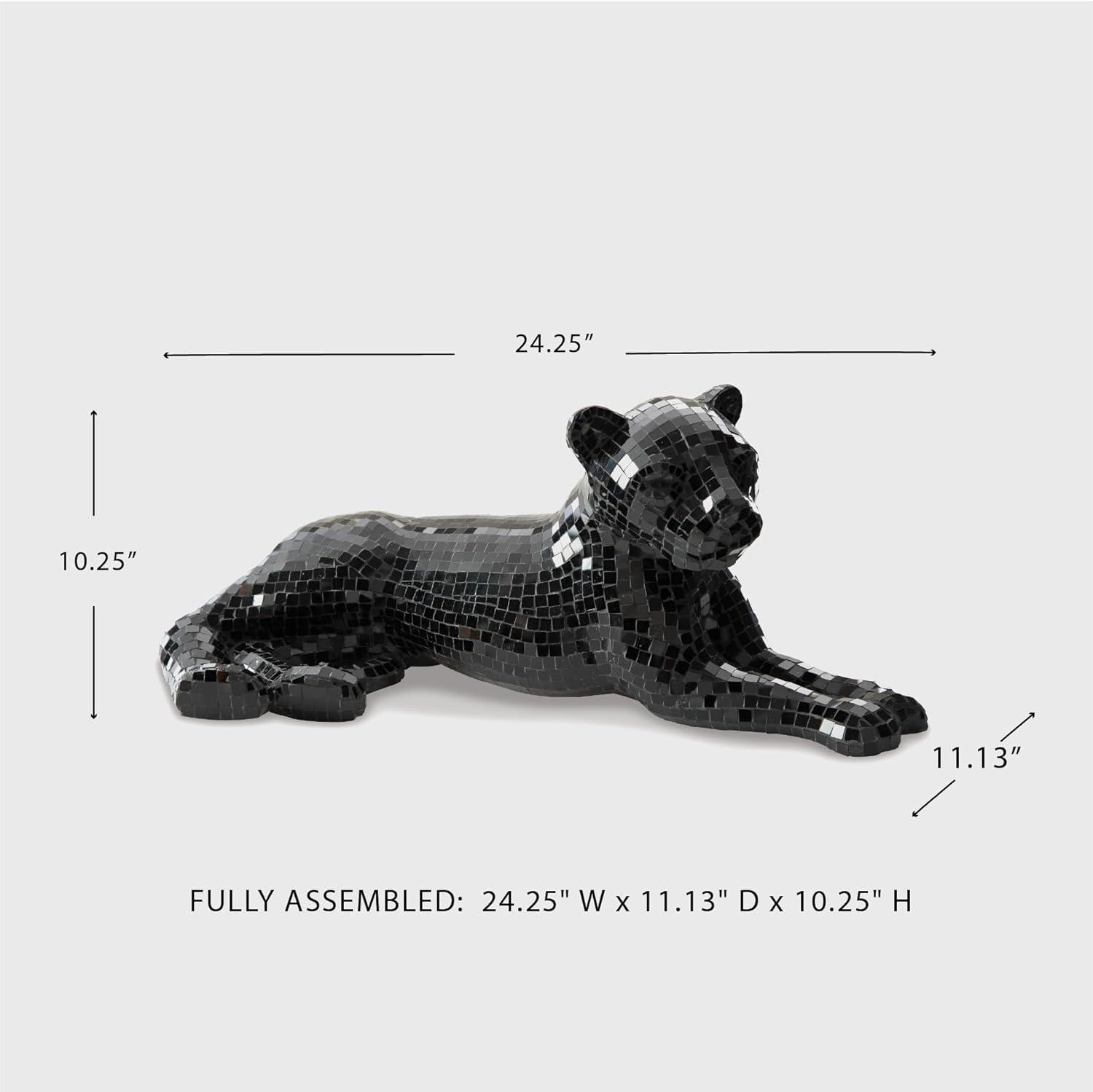 imageSignature Design by Ashley Drice Contemporary Panther Mosaic Glass ampamp Paper Composite Sculpture Black