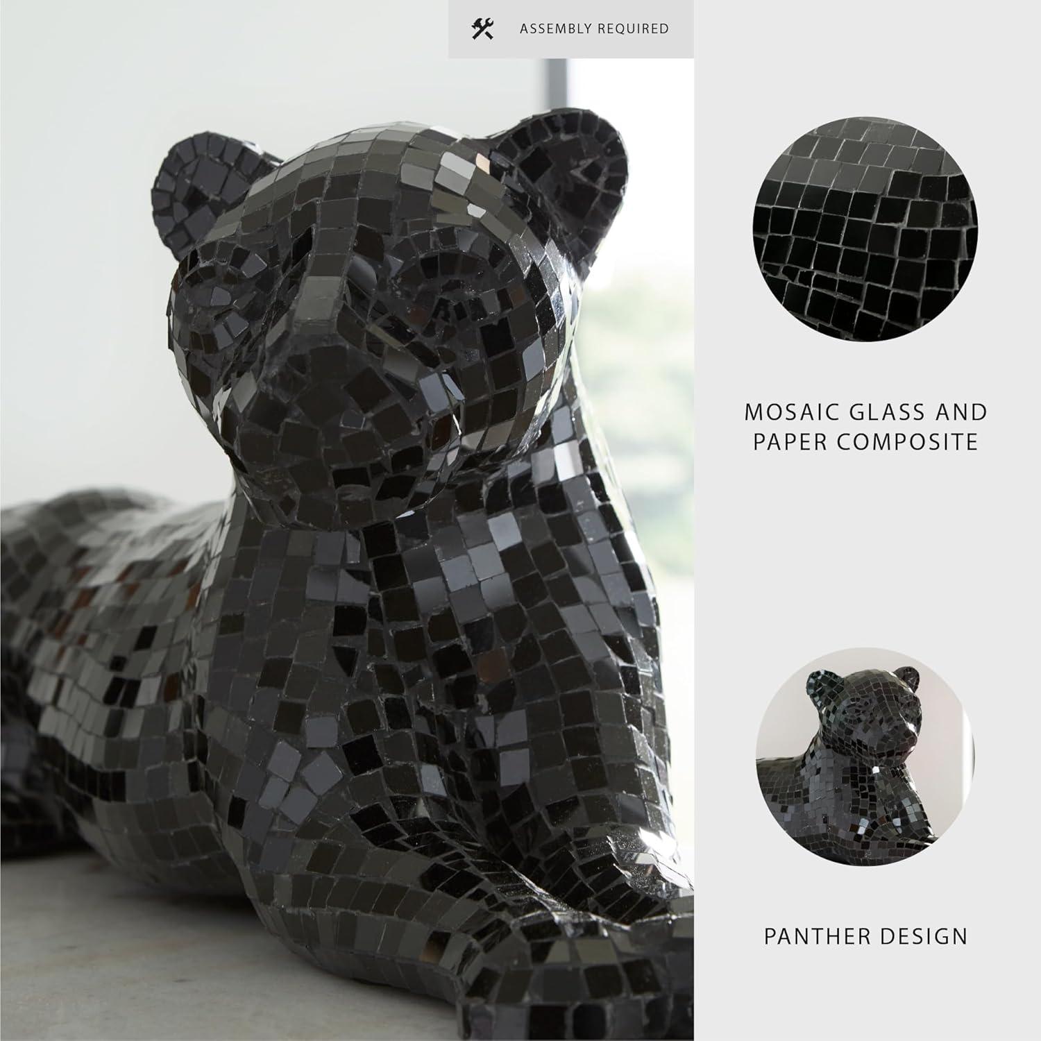 imageSignature Design by Ashley Drice Contemporary Panther Mosaic Glass ampamp Paper Composite Sculpture Black