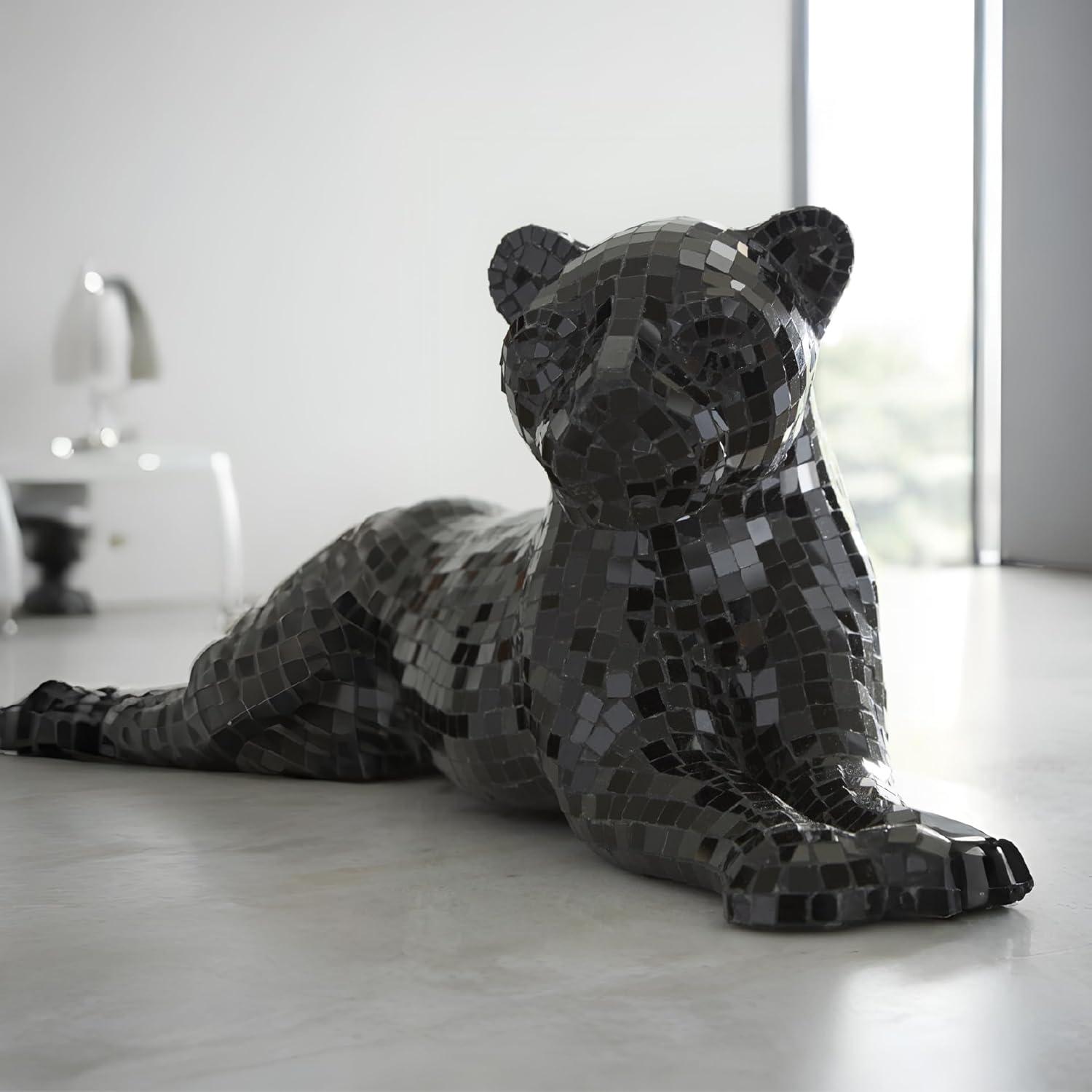 imageSignature Design by Ashley Drice Contemporary Panther Mosaic Glass ampamp Paper Composite Sculpture Black