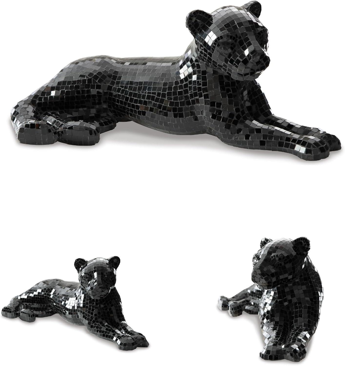 imageSignature Design by Ashley Drice Contemporary Panther Mosaic Glass ampamp Paper Composite Sculpture Black