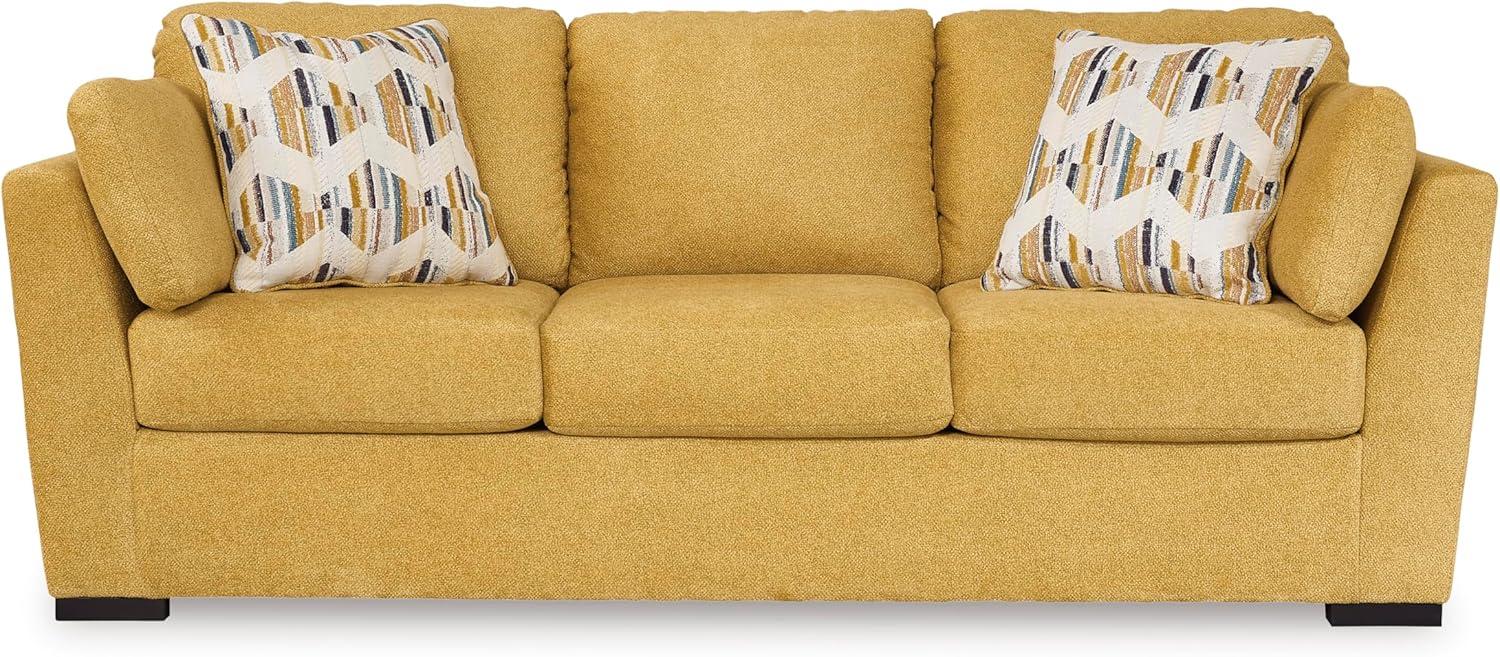 imageSignature Design by Ashley Keerwick Scandinavian Sofa with 4 Toss Pillows YellowYellow