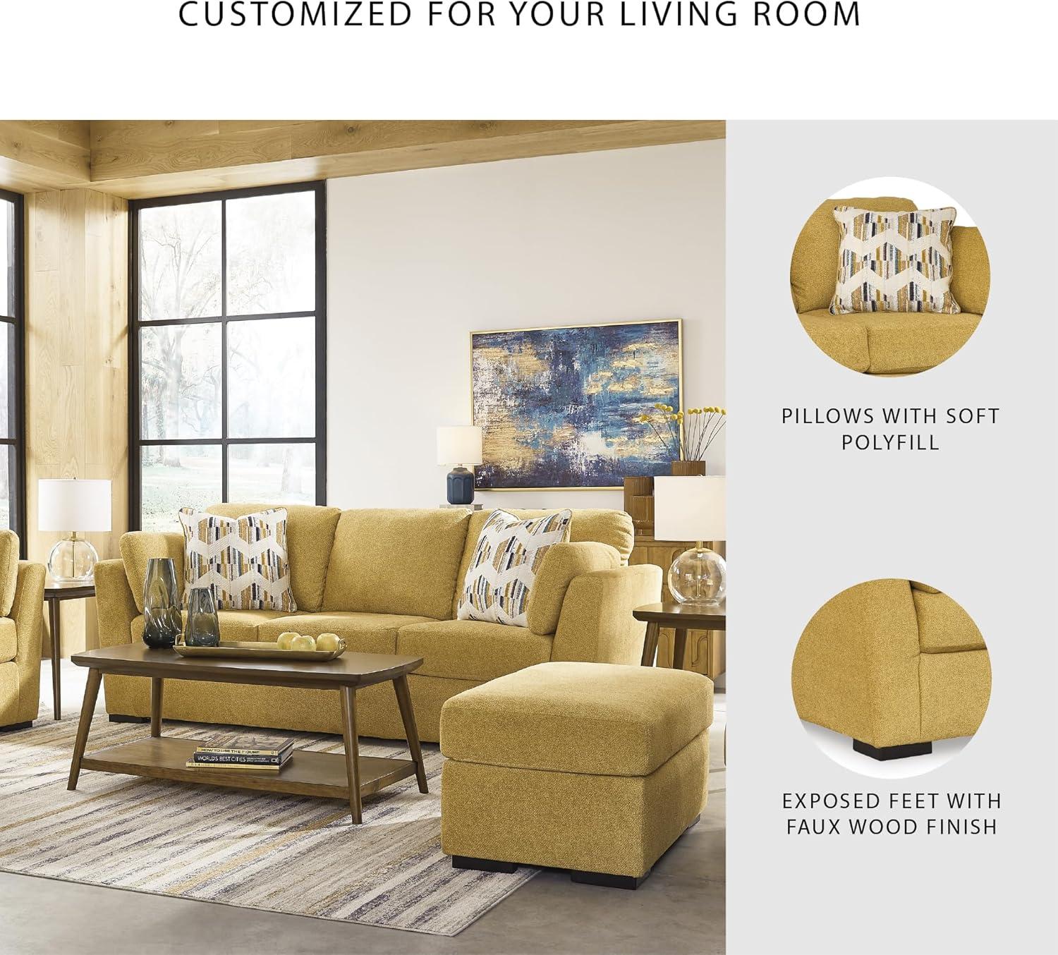 imageSignature Design by Ashley Keerwick Scandinavian Sofa with 4 Toss Pillows YellowYellow