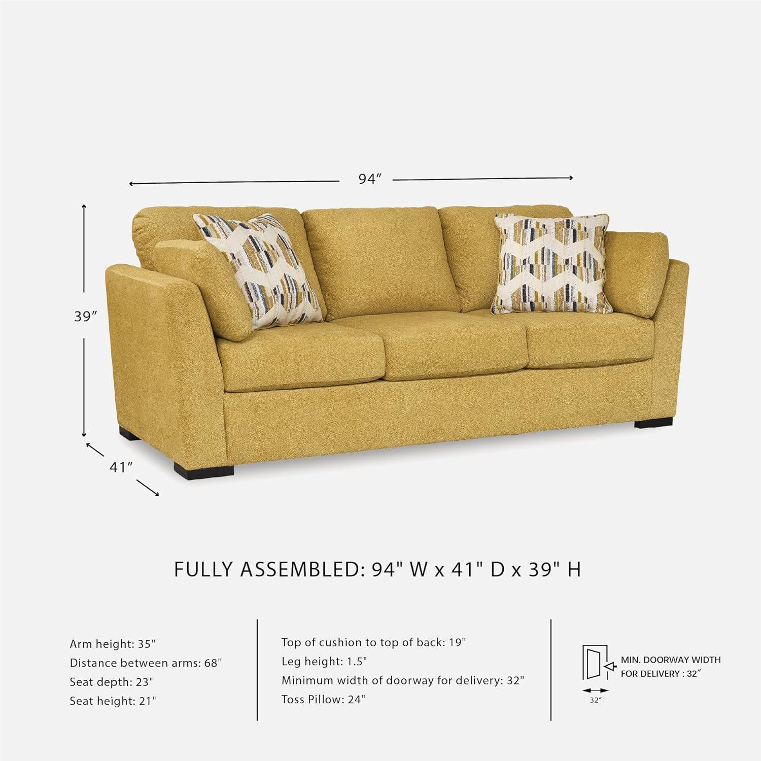 imageSignature Design by Ashley Keerwick Scandinavian Sofa with 4 Toss Pillows YellowYellow