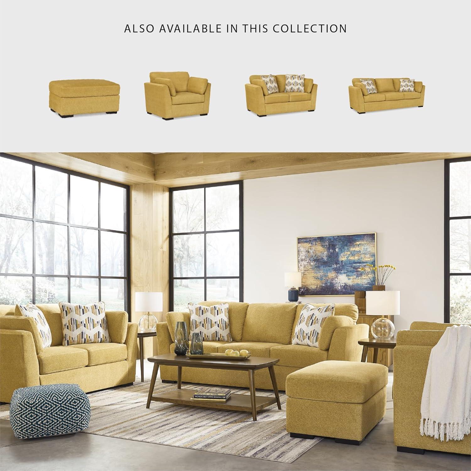 imageSignature Design by Ashley Keerwick Scandinavian Sofa with 4 Toss Pillows YellowYellow