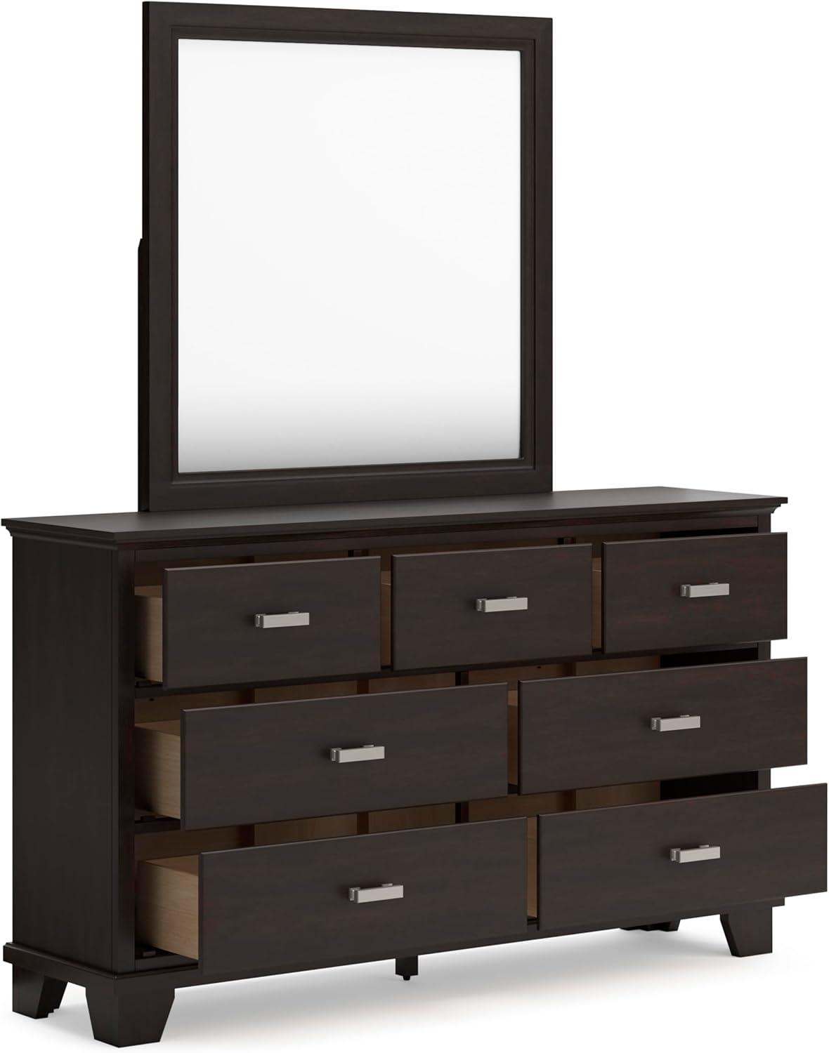 imageSignature Design by Ashley Maribel Traditional 6Drawer Dresser and Mirror with Safety Stop BlackBlackish Brown