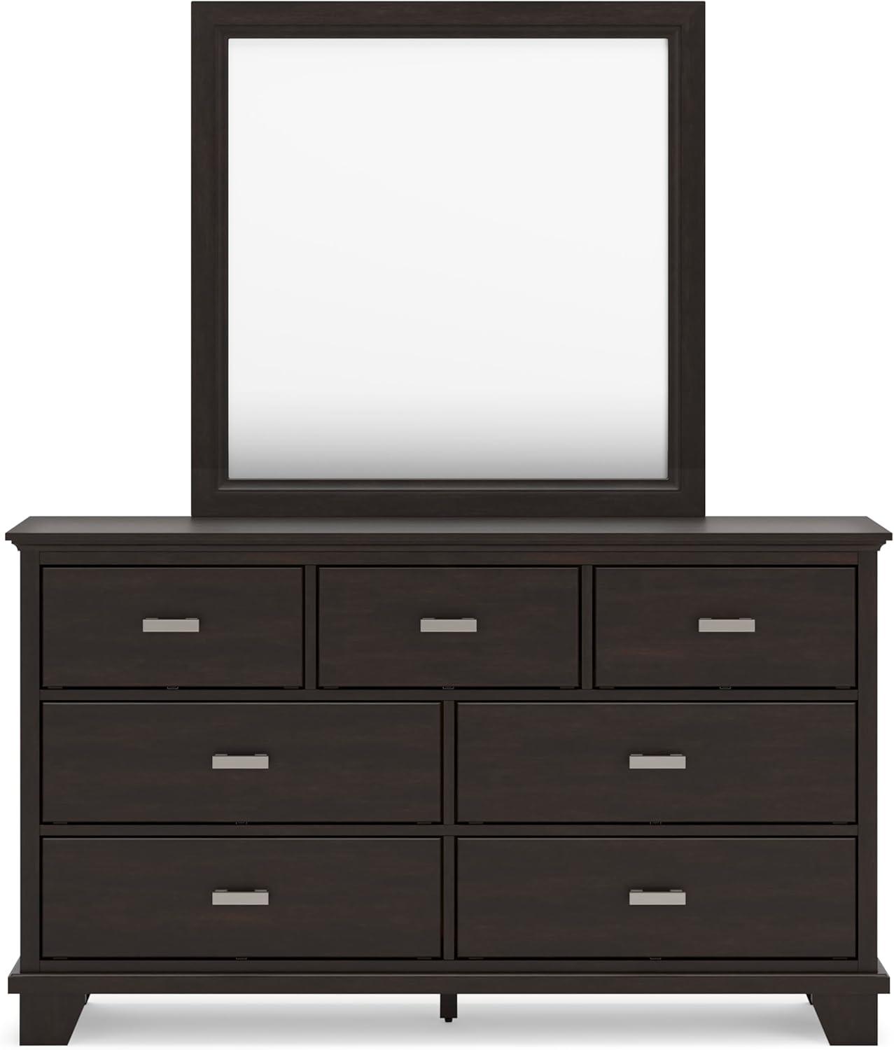 imageSignature Design by Ashley Maribel Traditional 6Drawer Dresser and Mirror with Safety Stop BlackBlackish Brown