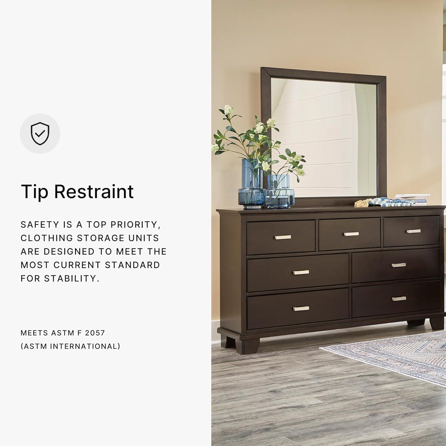 imageSignature Design by Ashley Maribel Traditional 6Drawer Dresser and Mirror with Safety Stop BlackBlackish Brown