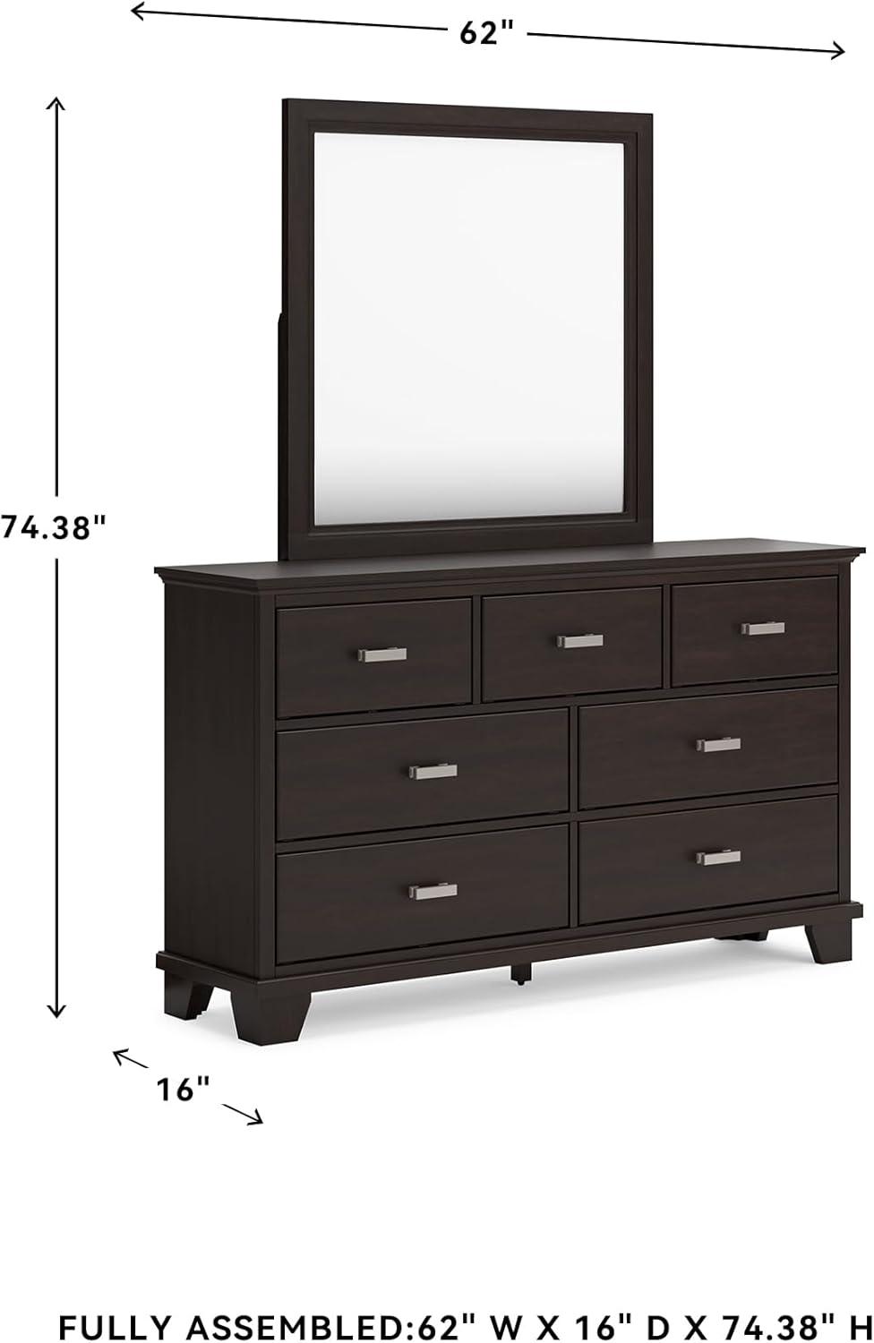 imageSignature Design by Ashley Maribel Traditional 6Drawer Dresser and Mirror with Safety Stop BlackBlackish Brown