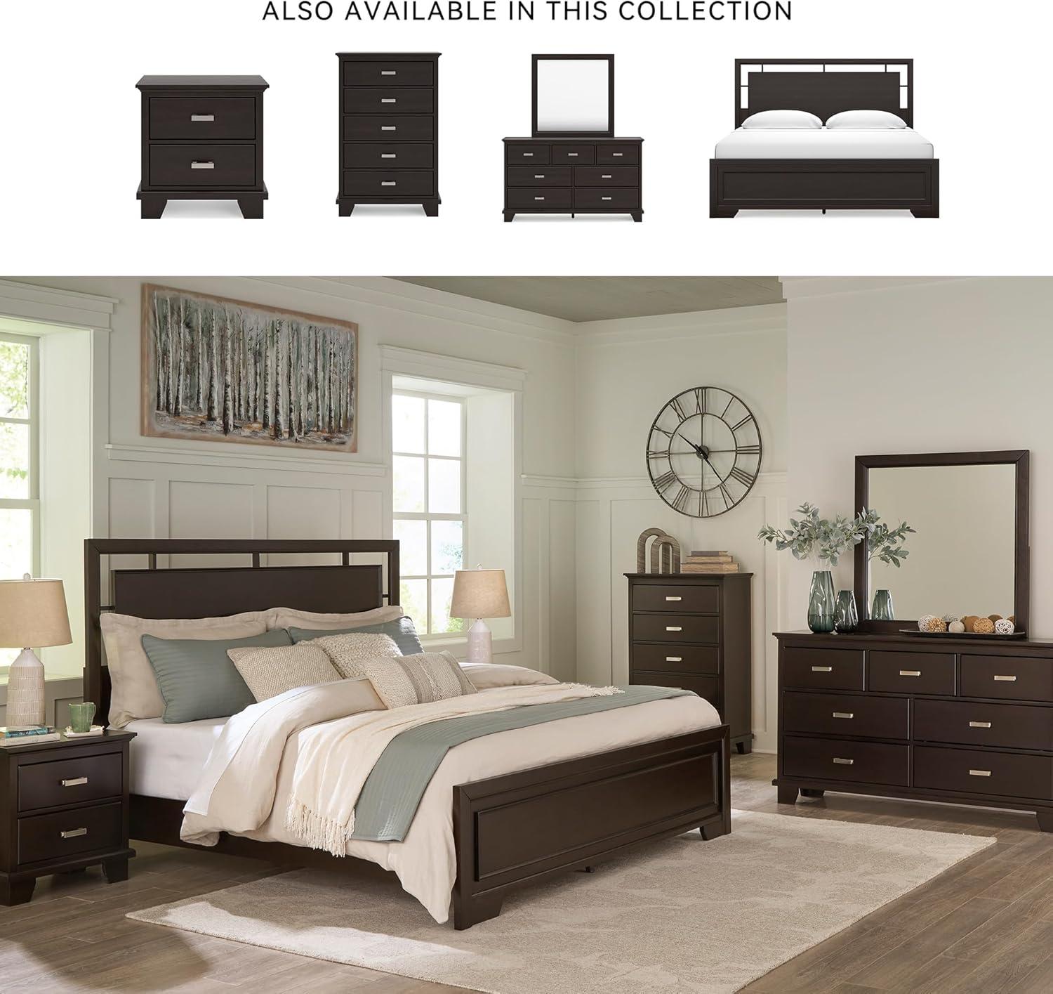 imageSignature Design by Ashley Maribel Traditional 6Drawer Dresser and Mirror with Safety Stop BlackBlackish Brown