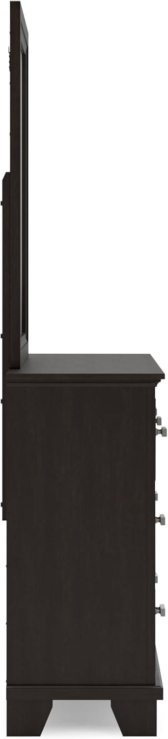 imageSignature Design by Ashley Maribel Traditional 6Drawer Dresser and Mirror with Safety Stop BlackBlackish Brown