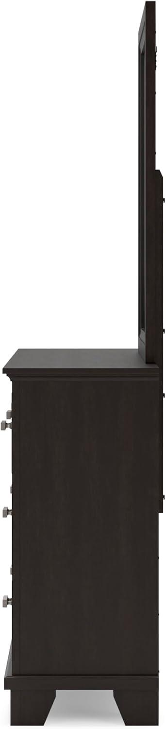 imageSignature Design by Ashley Maribel Traditional 6Drawer Dresser and Mirror with Safety Stop BlackBlackish Brown