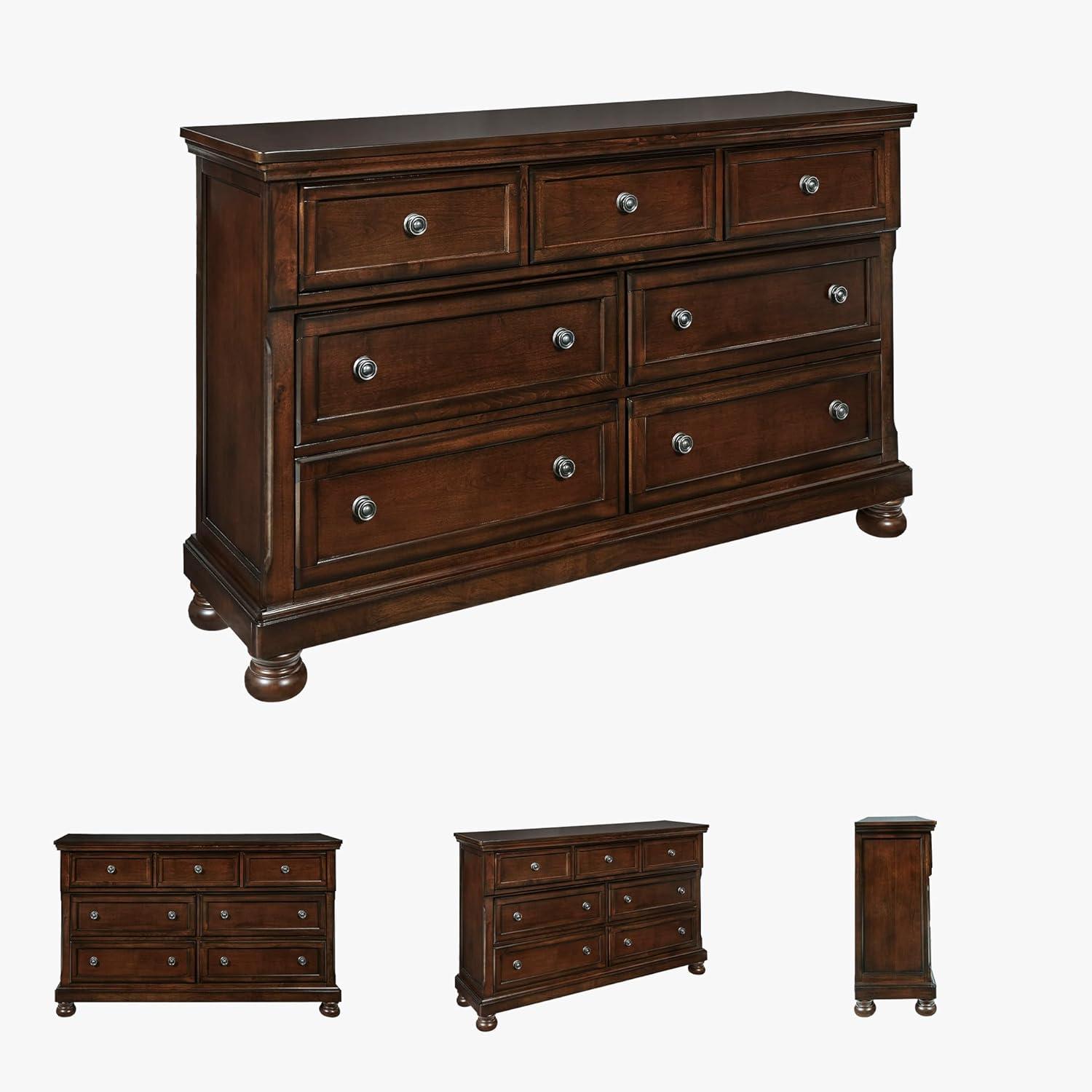imageSignature Design by Ashley Maribel Traditional 6Drawer Dresser and Mirror with Safety Stop BlackDark Brown