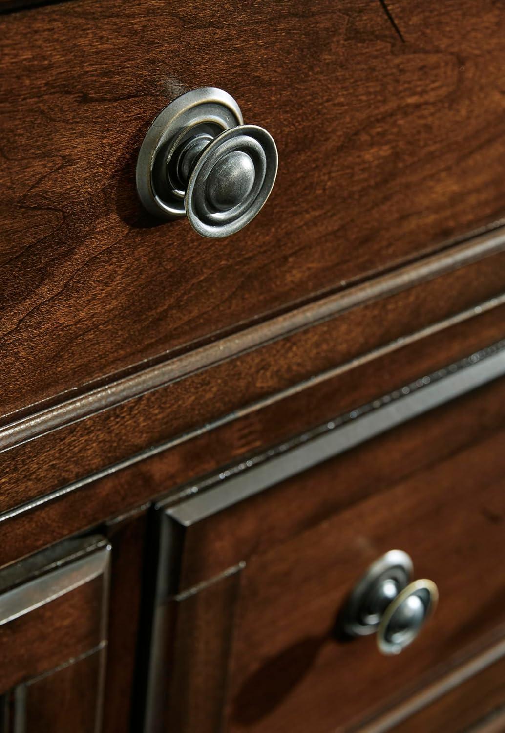 imageSignature Design by Ashley Maribel Traditional 6Drawer Dresser and Mirror with Safety Stop BlackDark Brown