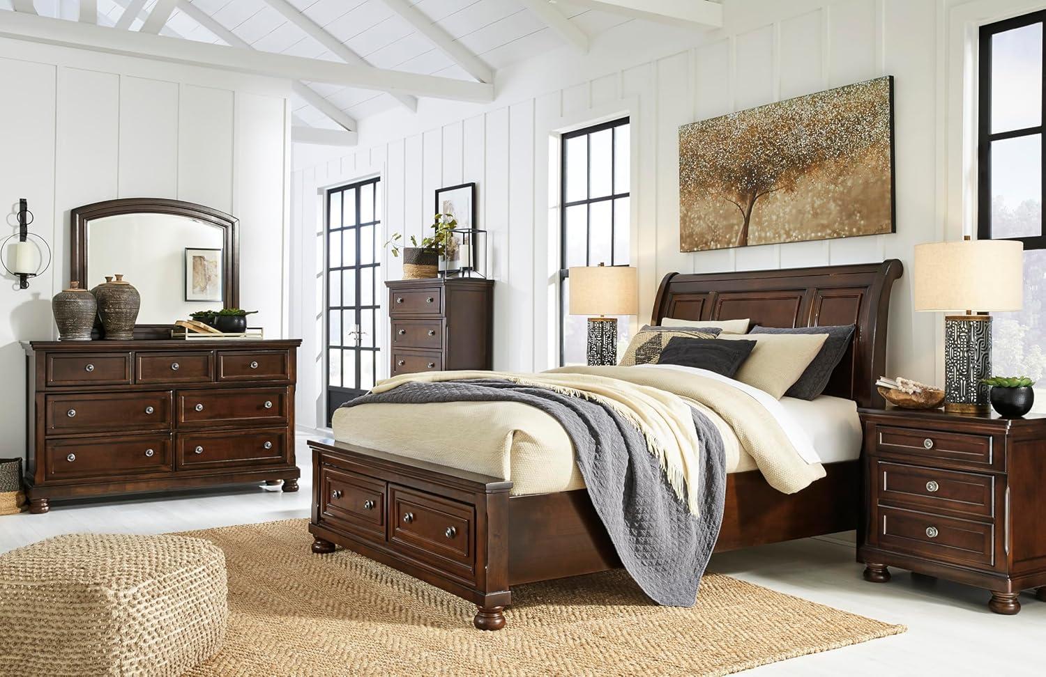 imageSignature Design by Ashley Maribel Traditional 6Drawer Dresser and Mirror with Safety Stop BlackDark Brown