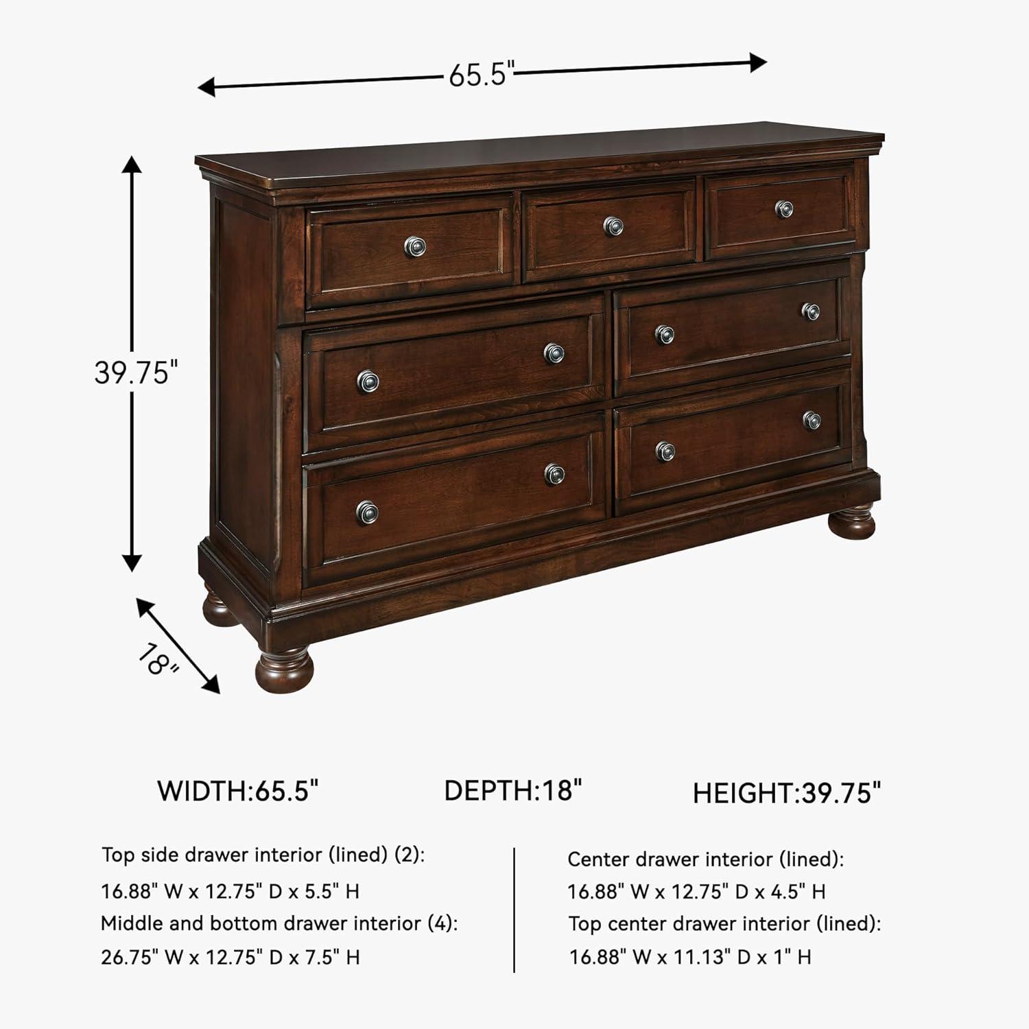 imageSignature Design by Ashley Maribel Traditional 6Drawer Dresser and Mirror with Safety Stop BlackDark Brown