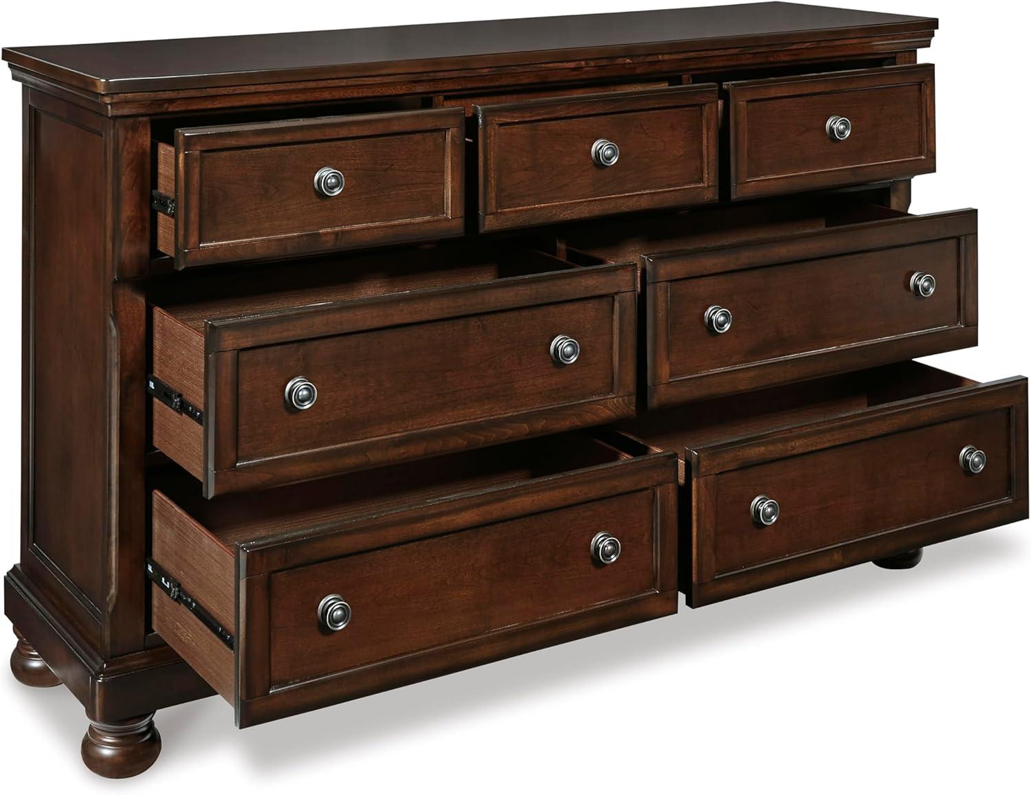 imageSignature Design by Ashley Maribel Traditional 6Drawer Dresser and Mirror with Safety Stop BlackDark Brown