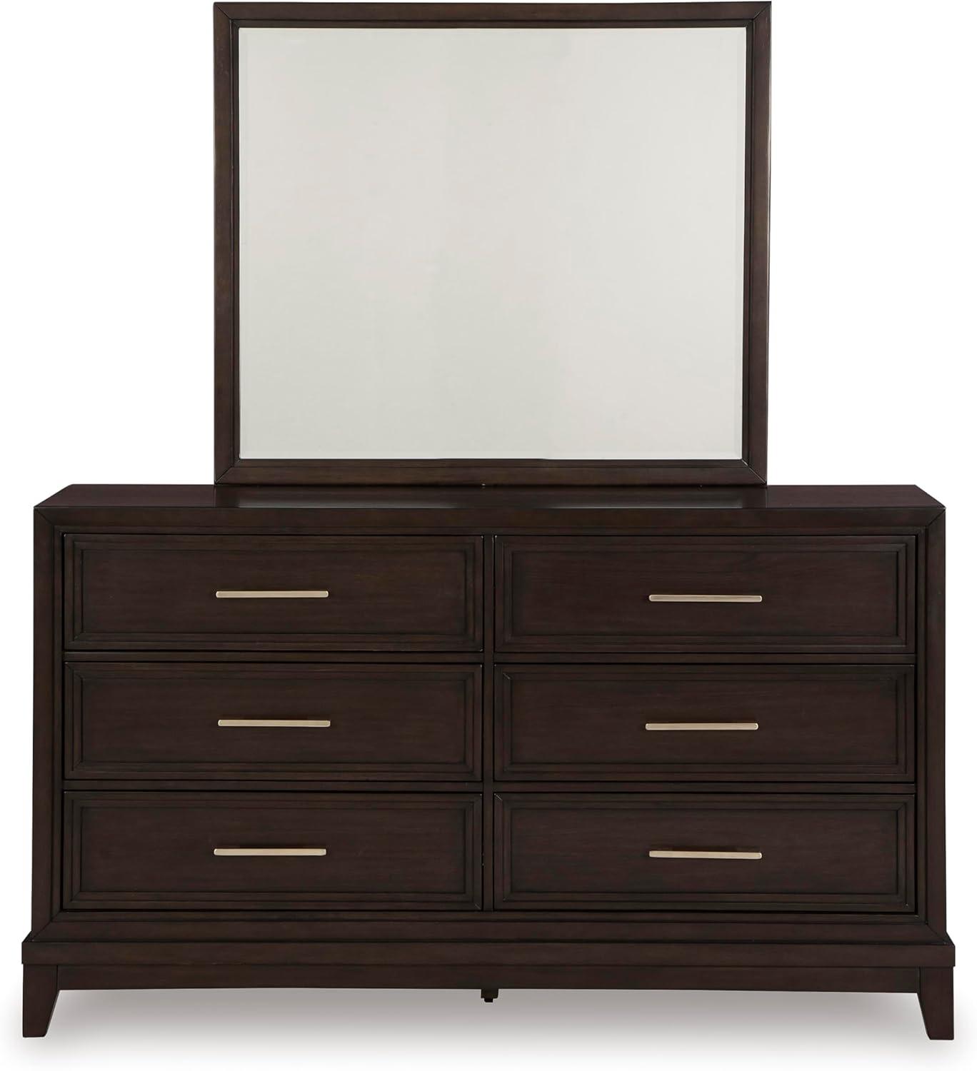 imageSignature Design by Ashley Maribel Traditional 6Drawer Dresser and Mirror with Safety Stop BlackDark Grayish Brown