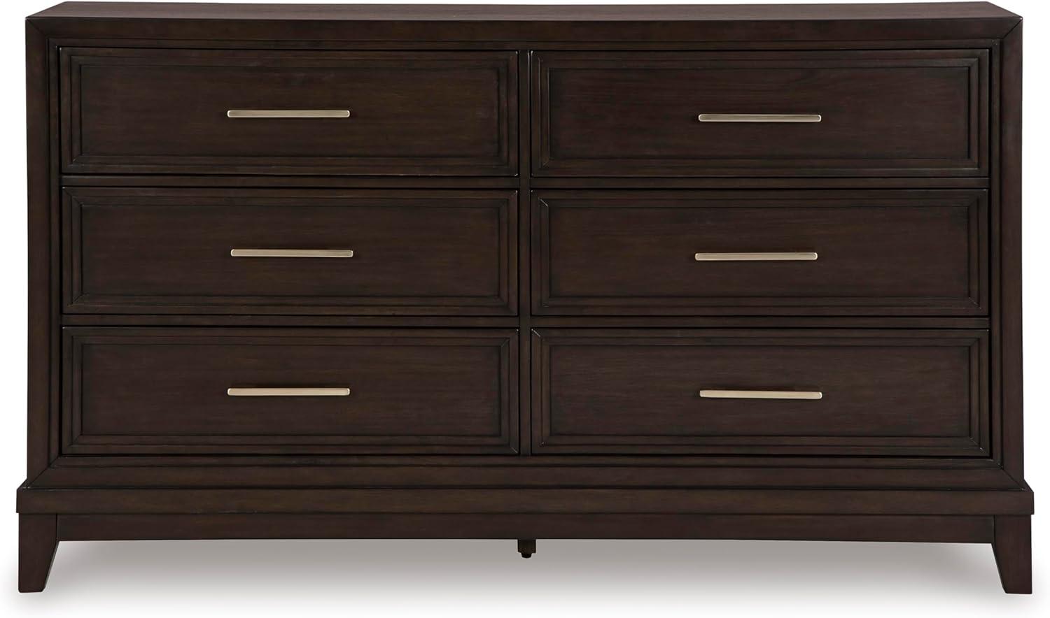imageSignature Design by Ashley Maribel Traditional 6Drawer Dresser and Mirror with Safety Stop BlackDark Grayish Brown