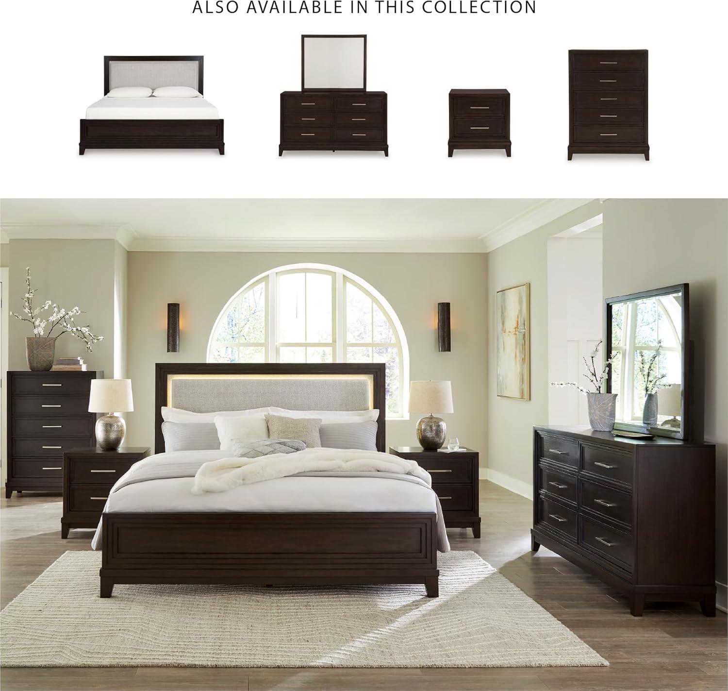 imageSignature Design by Ashley Maribel Traditional 6Drawer Dresser and Mirror with Safety Stop BlackDark Grayish Brown