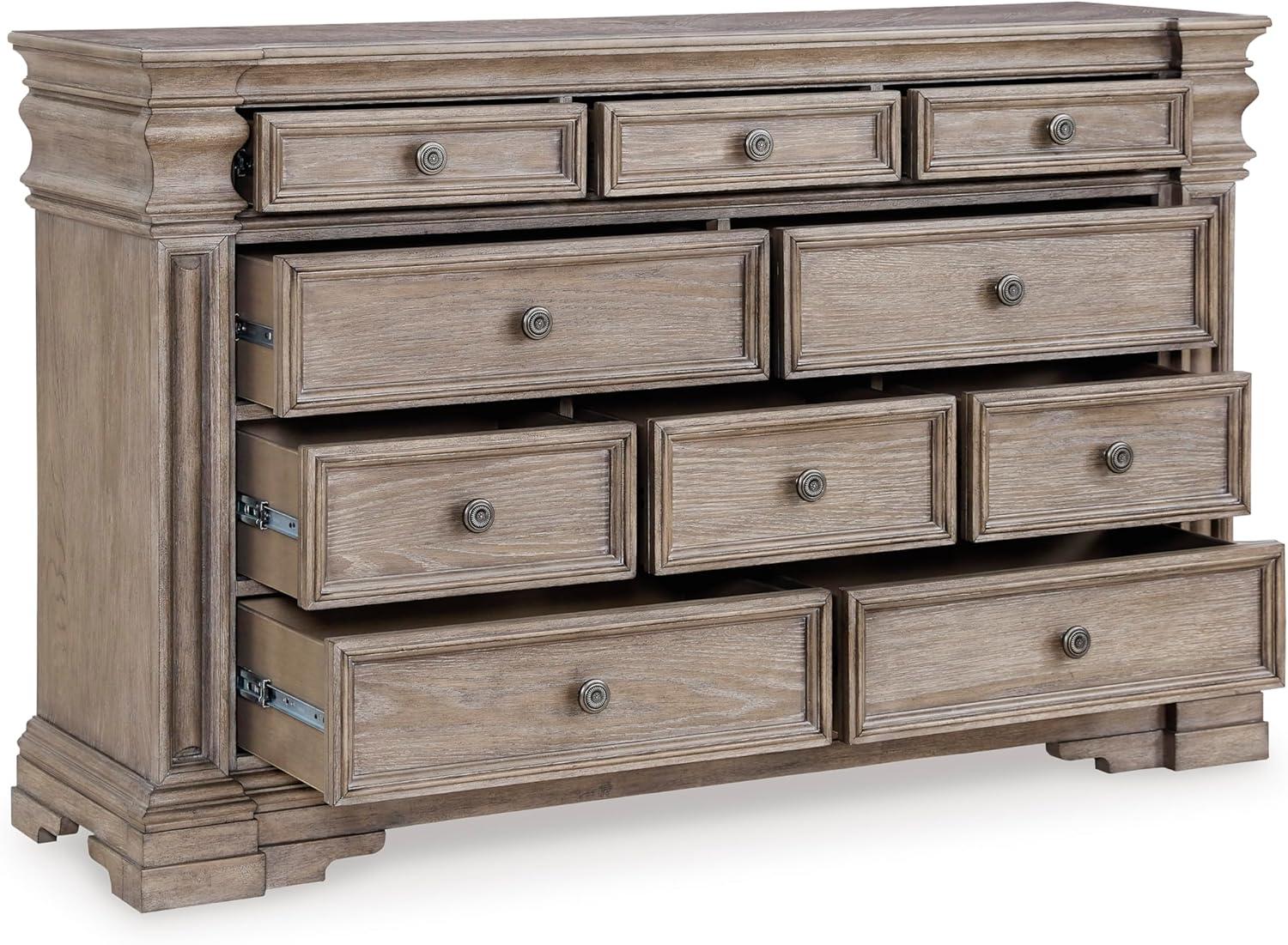 imageSignature Design by Ashley Maribel Traditional 6Drawer Dresser and Mirror with Safety Stop BlackLight Grayish Brown