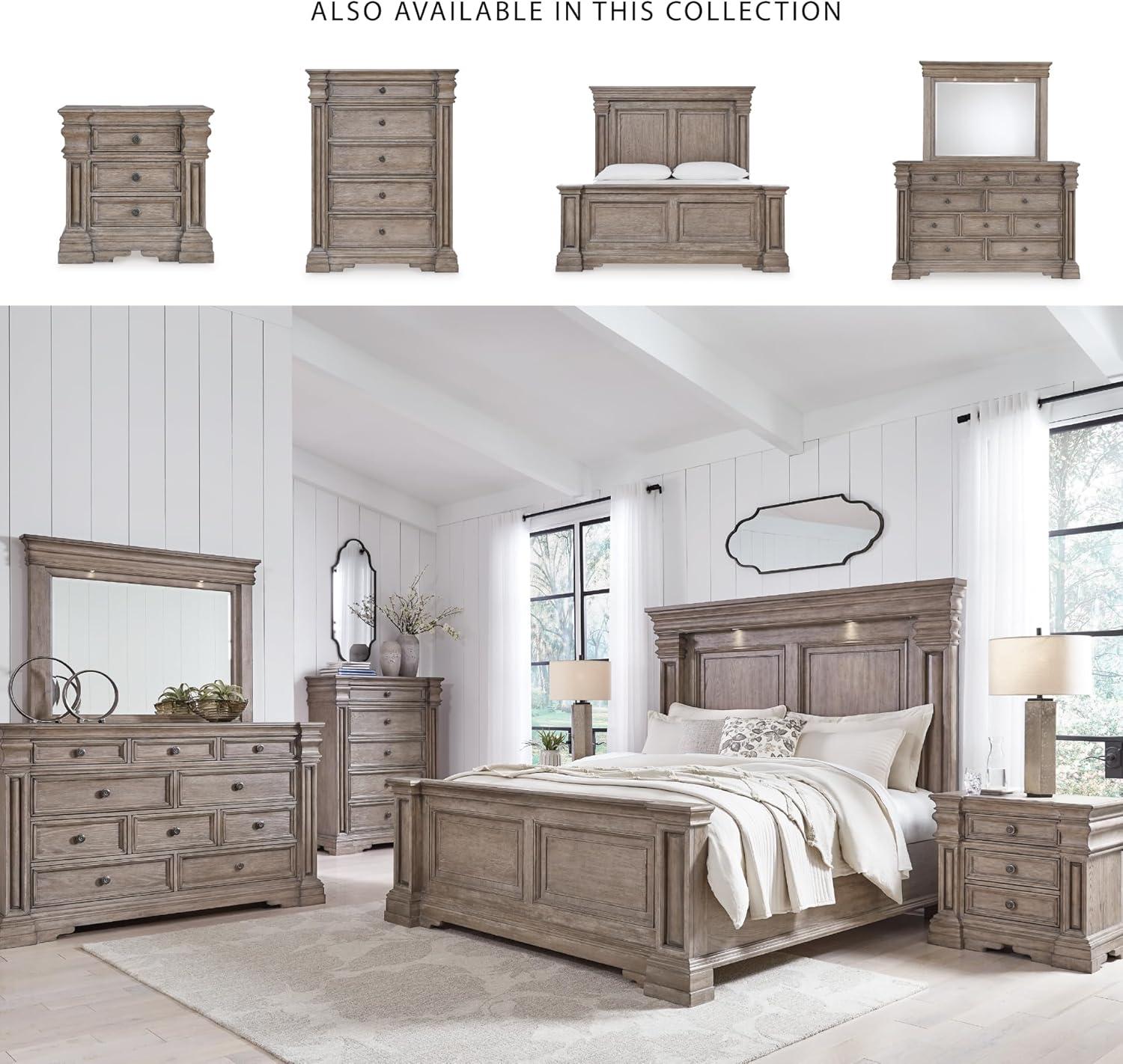 imageSignature Design by Ashley Maribel Traditional 6Drawer Dresser and Mirror with Safety Stop BlackLight Grayish Brown