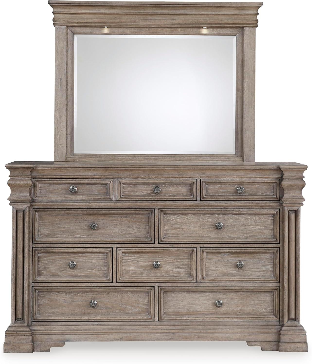 imageSignature Design by Ashley Maribel Traditional 6Drawer Dresser and Mirror with Safety Stop BlackLight Grayish Brown
