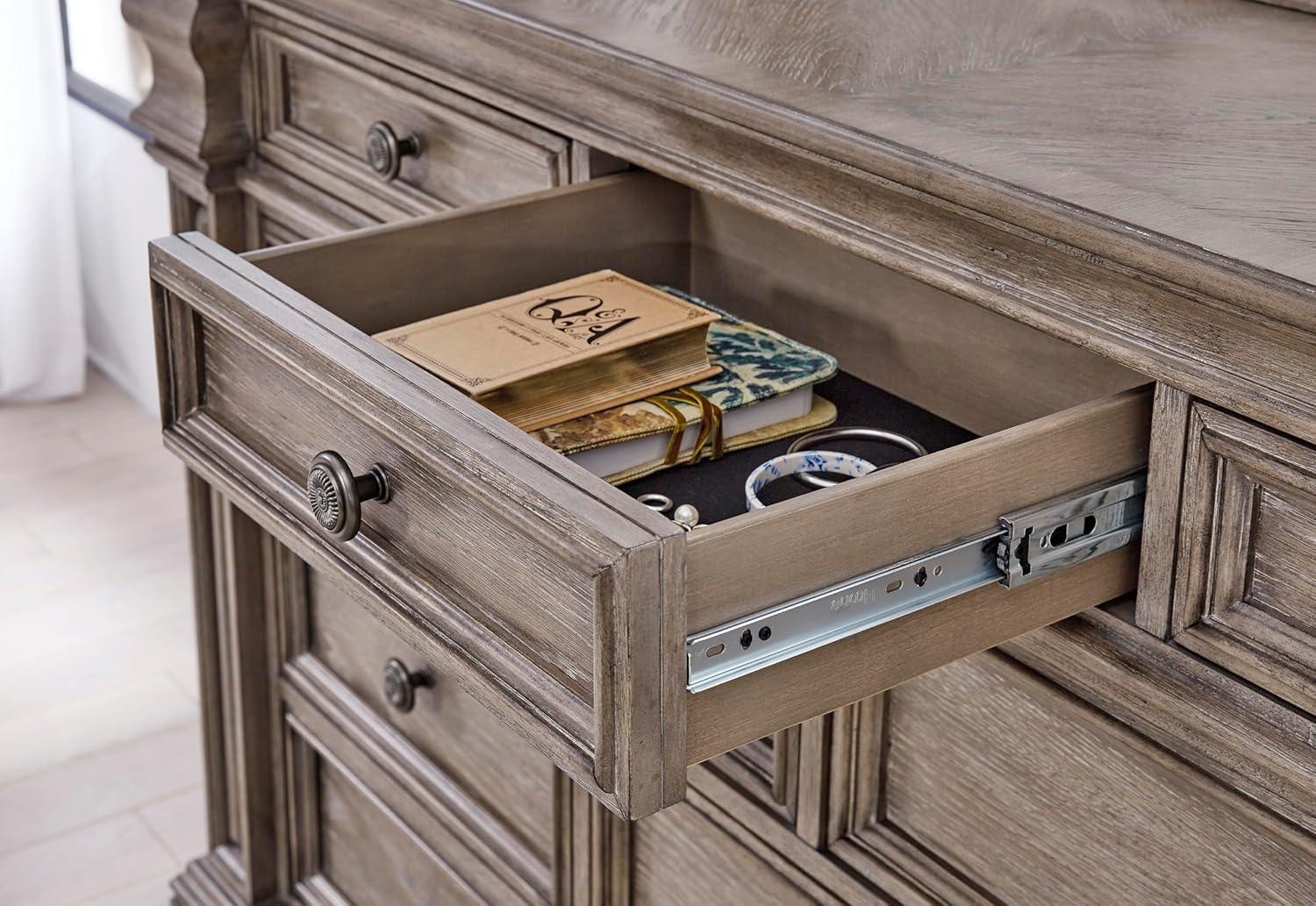 imageSignature Design by Ashley Maribel Traditional 6Drawer Dresser and Mirror with Safety Stop BlackLight Grayish Brown
