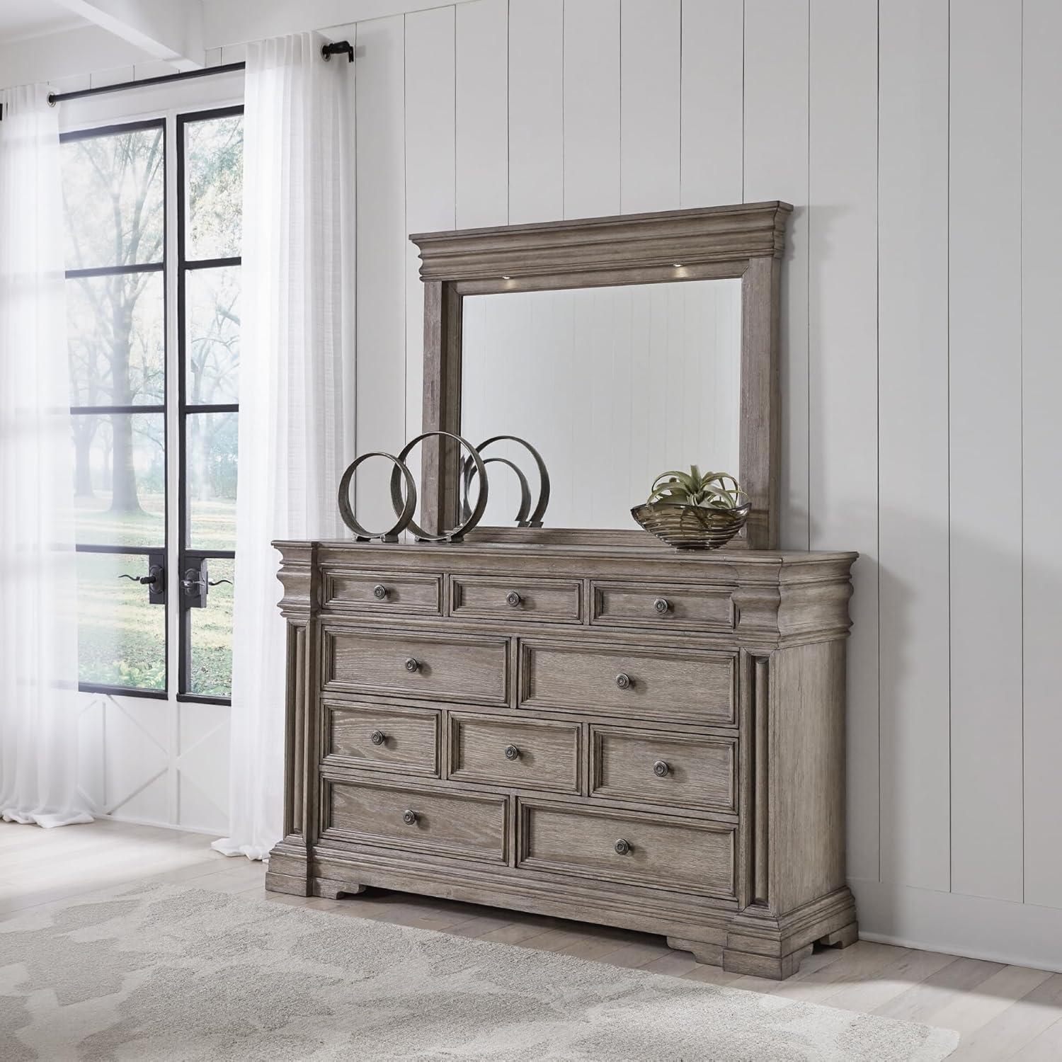 imageSignature Design by Ashley Maribel Traditional 6Drawer Dresser and Mirror with Safety Stop BlackLight Grayish Brown
