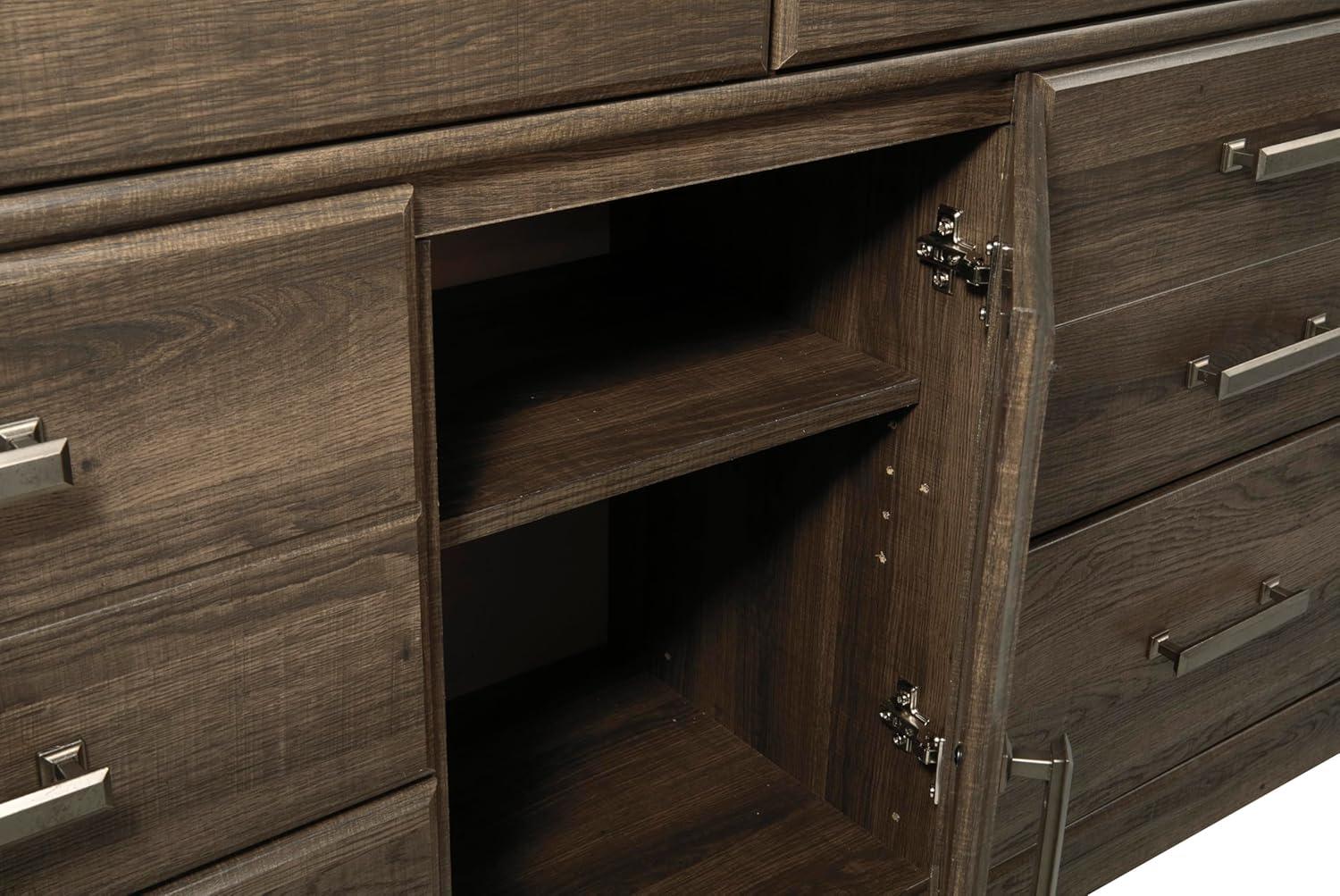 imageSignature Design by Ashley Maribel Traditional 6Drawer Dresser and Mirror with Safety Stop BlackNatural Brown