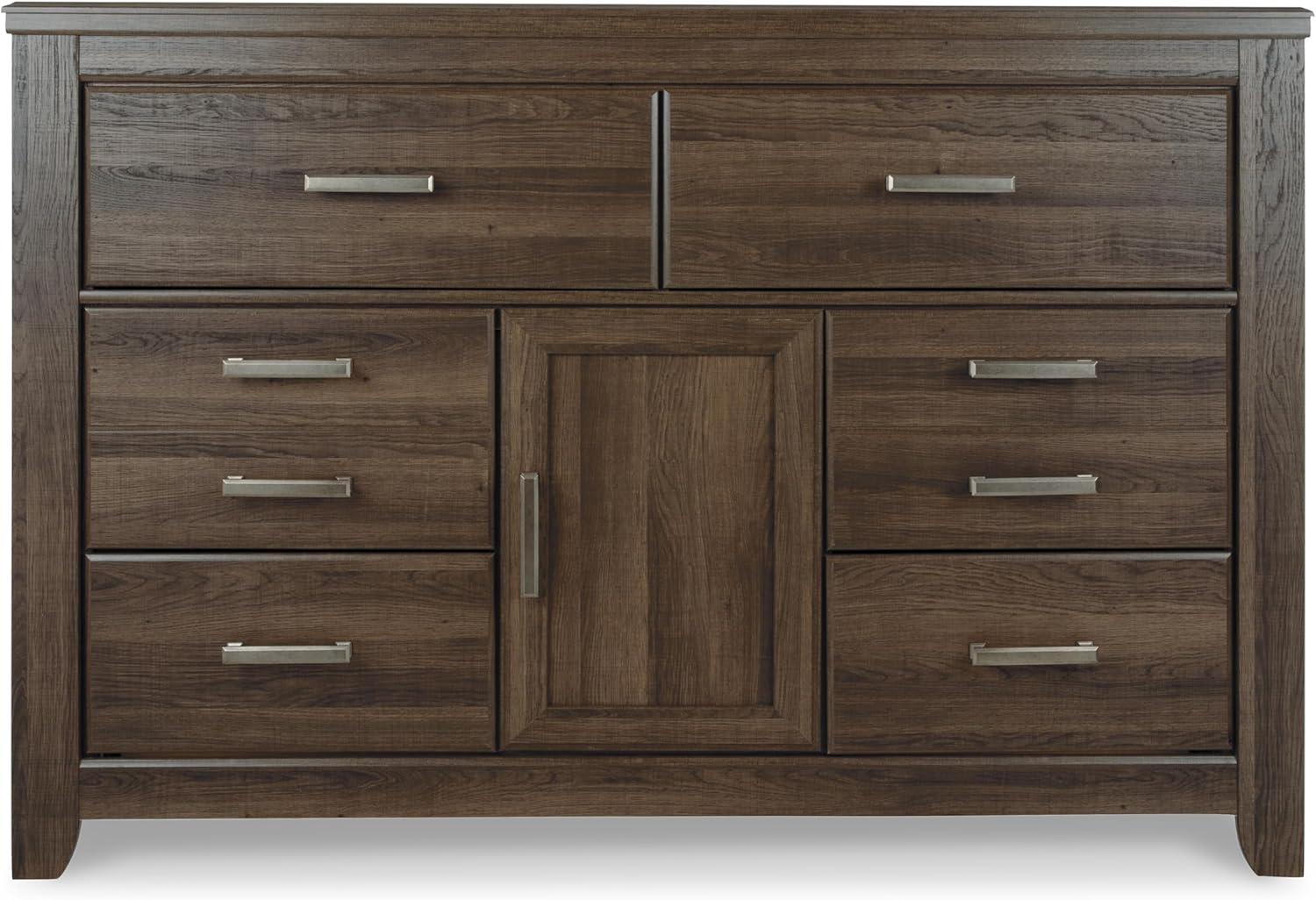 imageSignature Design by Ashley Maribel Traditional 6Drawer Dresser and Mirror with Safety Stop BlackNatural Brown