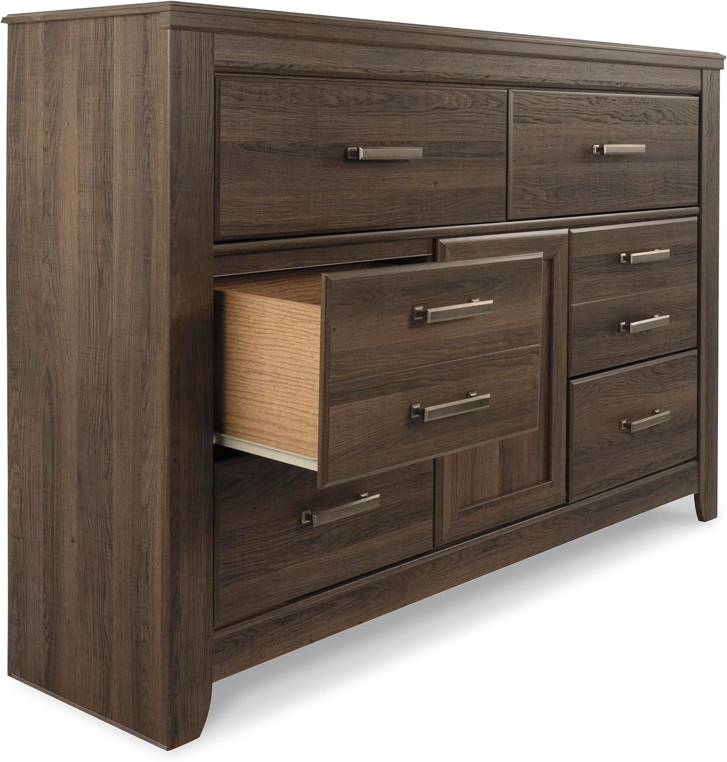 imageSignature Design by Ashley Maribel Traditional 6Drawer Dresser and Mirror with Safety Stop BlackNatural Brown