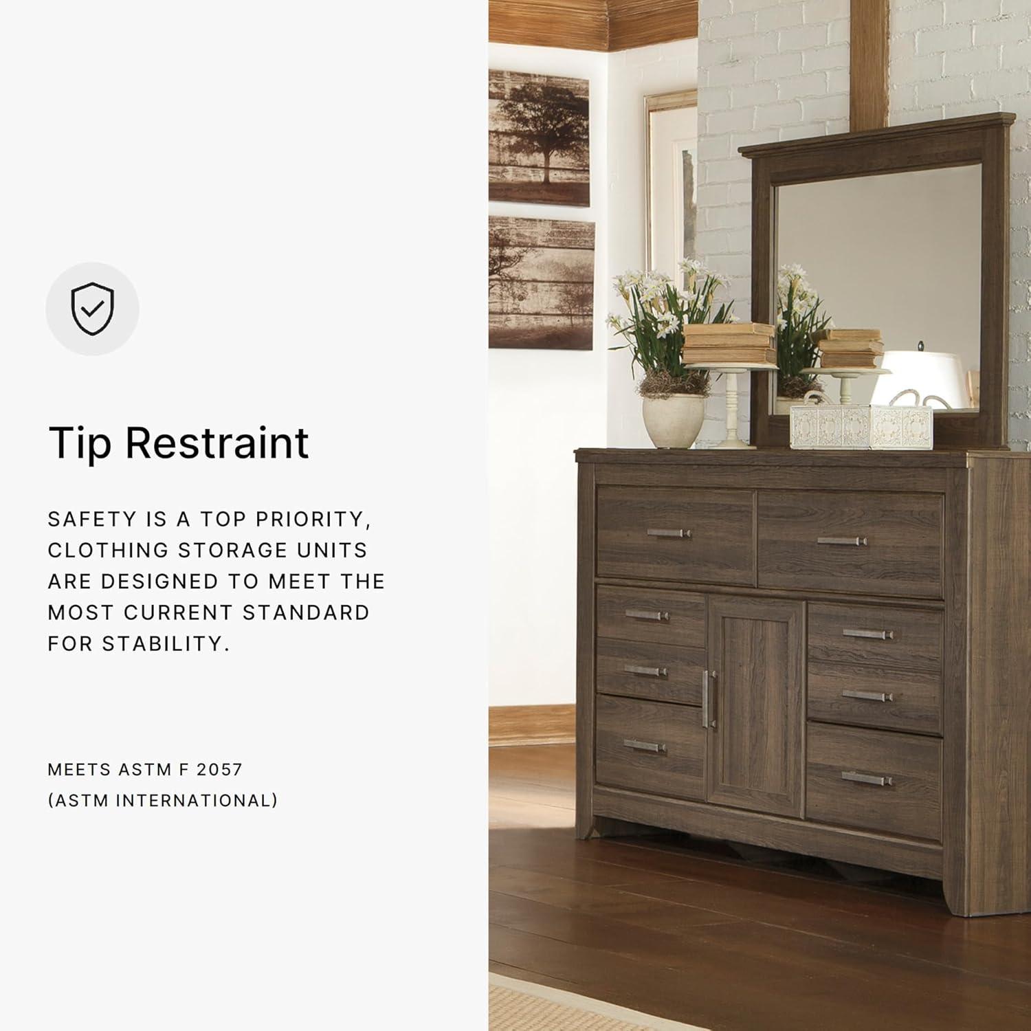 imageSignature Design by Ashley Maribel Traditional 6Drawer Dresser and Mirror with Safety Stop BlackNatural Brown