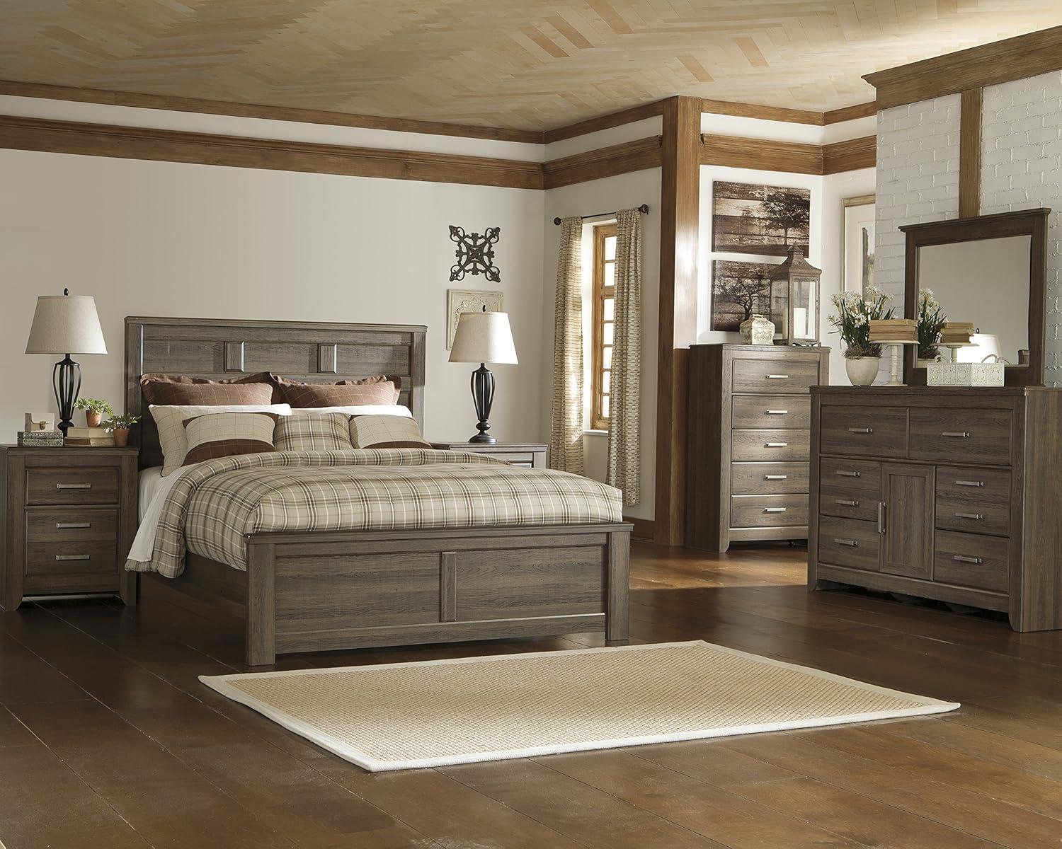 imageSignature Design by Ashley Maribel Traditional 6Drawer Dresser and Mirror with Safety Stop BlackNatural Brown