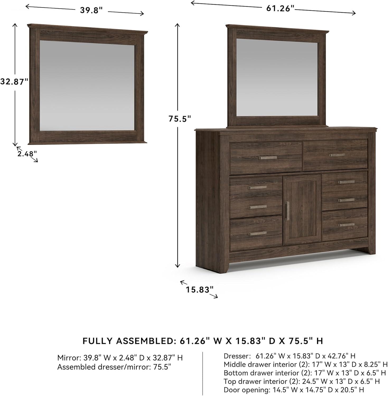imageSignature Design by Ashley Maribel Traditional 6Drawer Dresser and Mirror with Safety Stop BlackNatural Brown